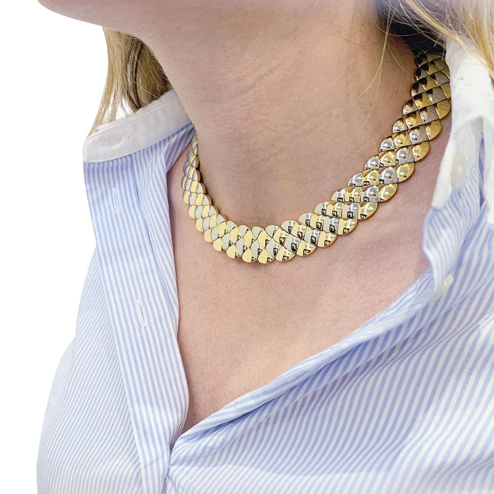 Aldebert necklace in yellow and white gold. - Image 5