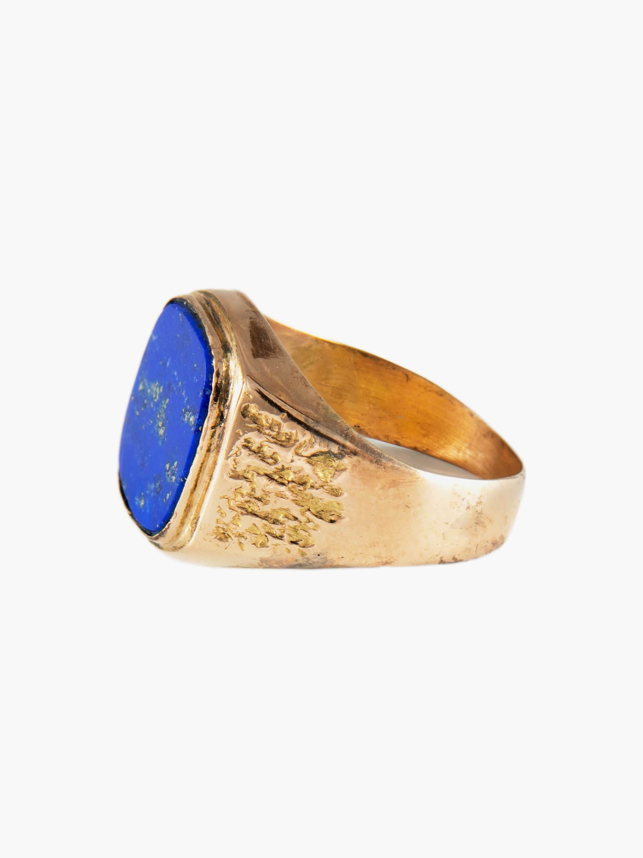 Yellow Gold Lapis-Lazuli Signet Ring - Image 3