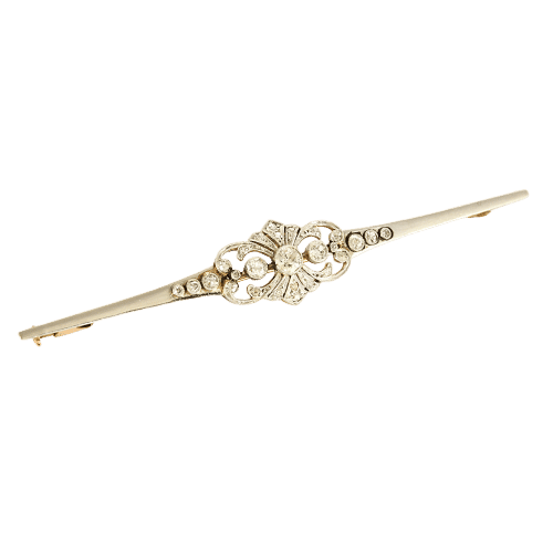 ART DECO brooch in two golds and diamonds 