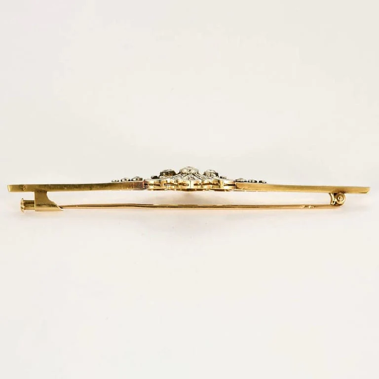 ART DECO brooch in two golds and diamonds  - Image 3