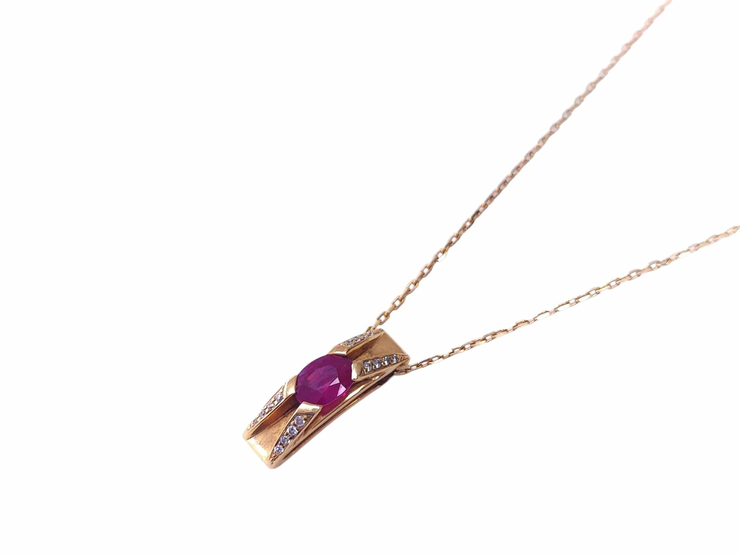 Yellow gold, ruby and diamond pendant