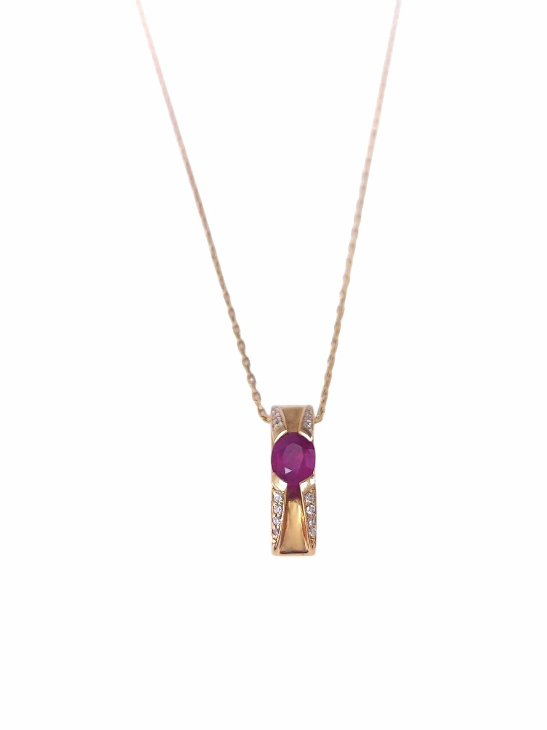 Yellow gold, ruby and diamond pendant - Image 2
