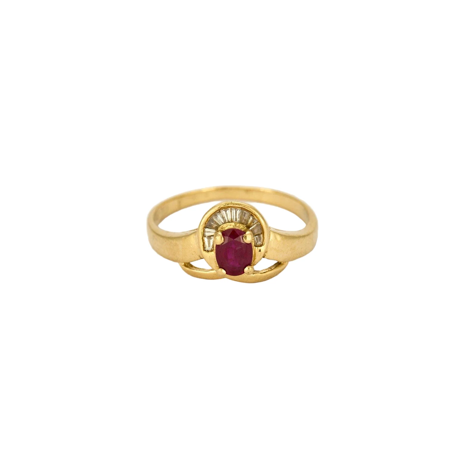 Yellow gold ring with rubies and diamonds - Image 2