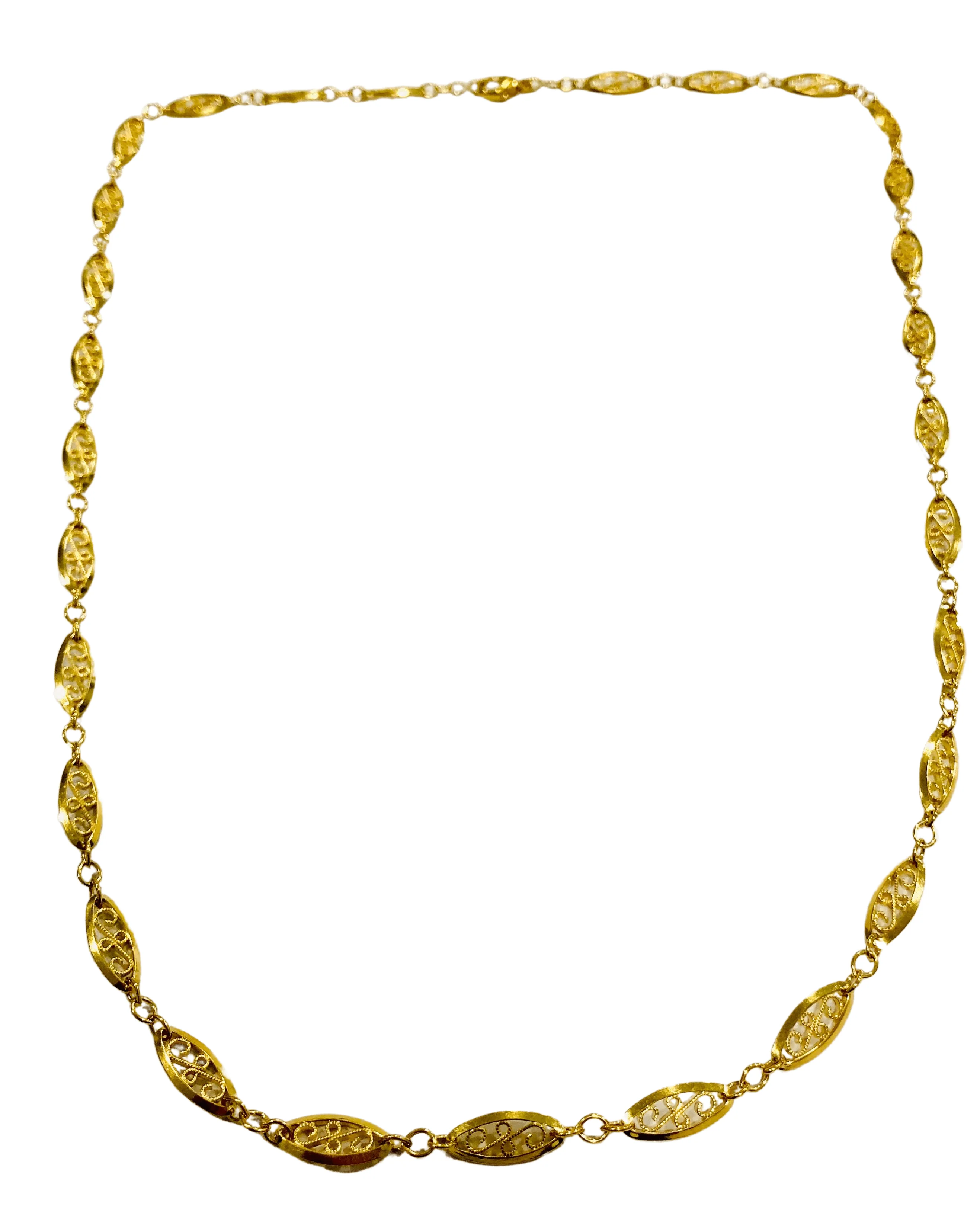 YELLOW GOLD FILIGREE MESH NECKLACE