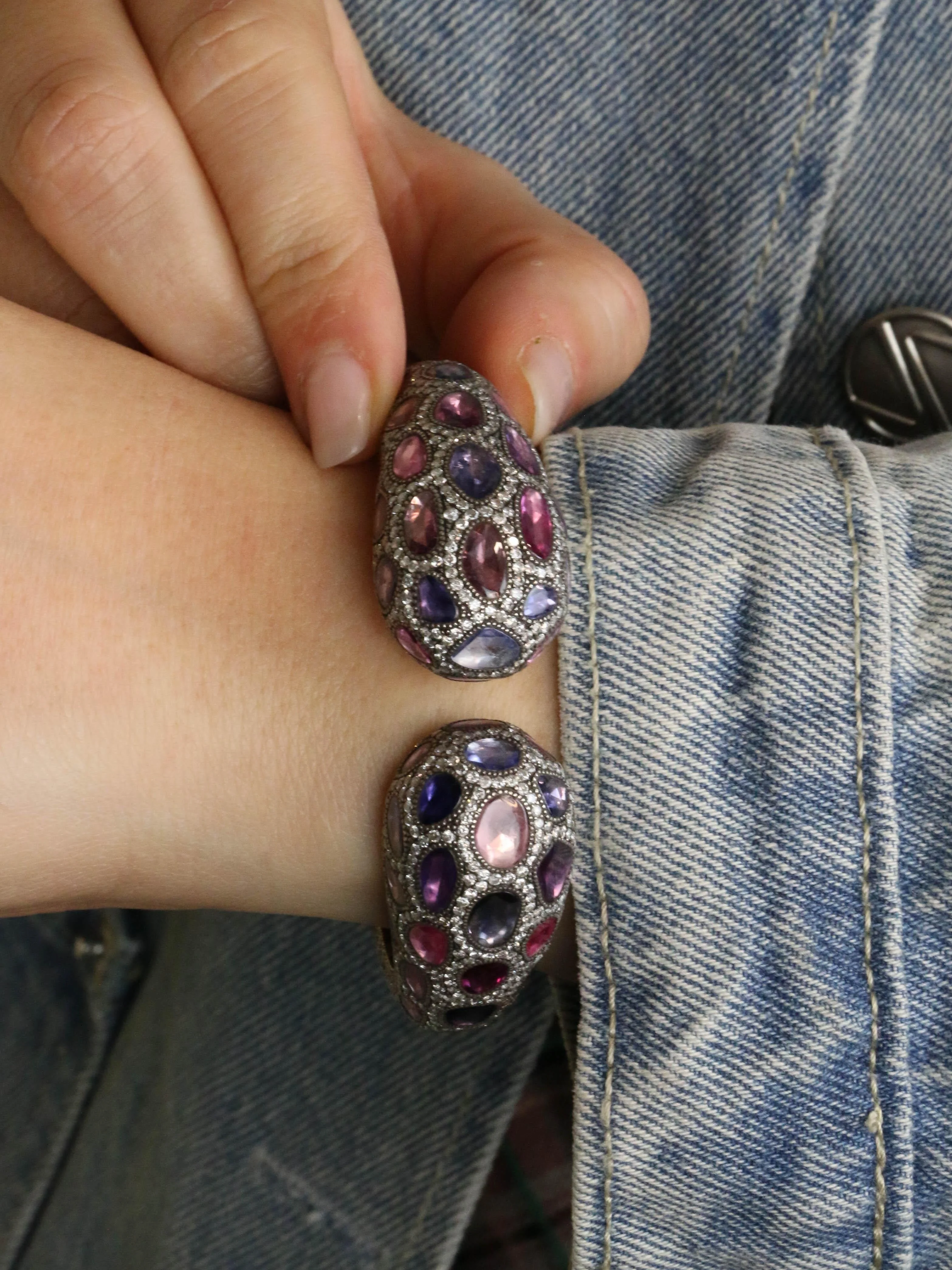 ANDRE MARCHA Bangle bracelet sapphires diamonds  - Image 2