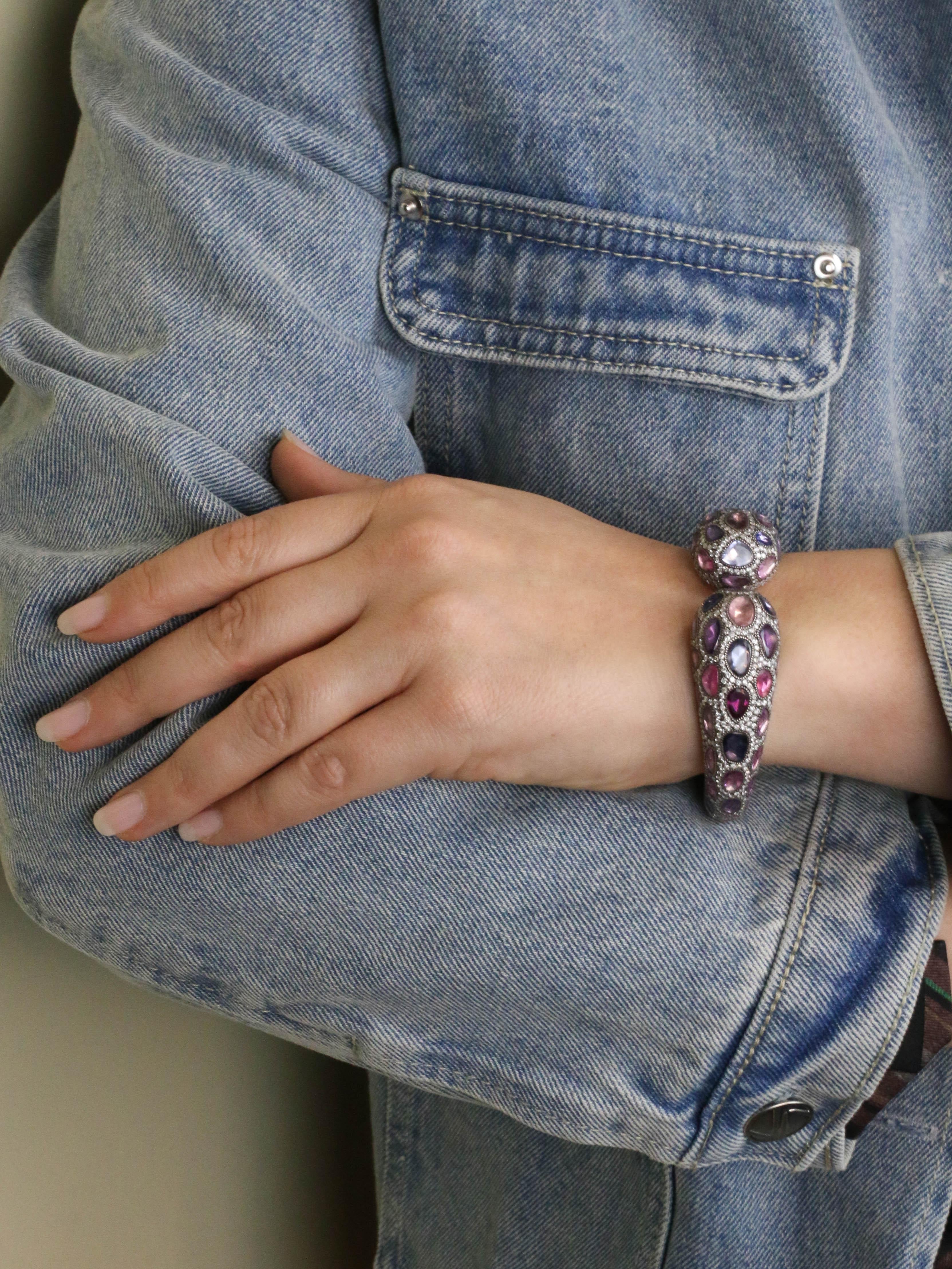 ANDRE MARCHA Bangle bracelet sapphires diamonds  - Image 9