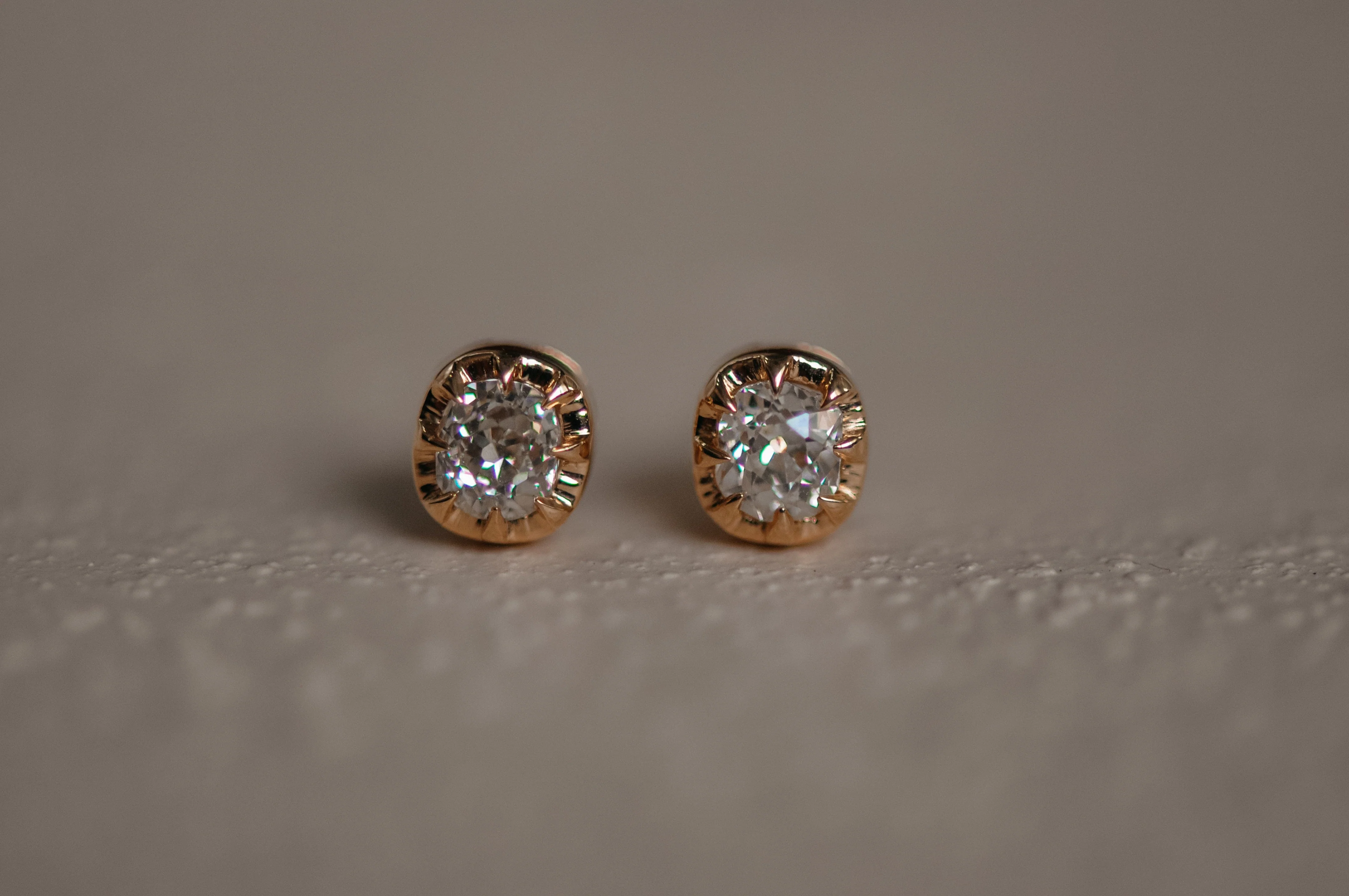 Antique diamond stud earrings from an old mine