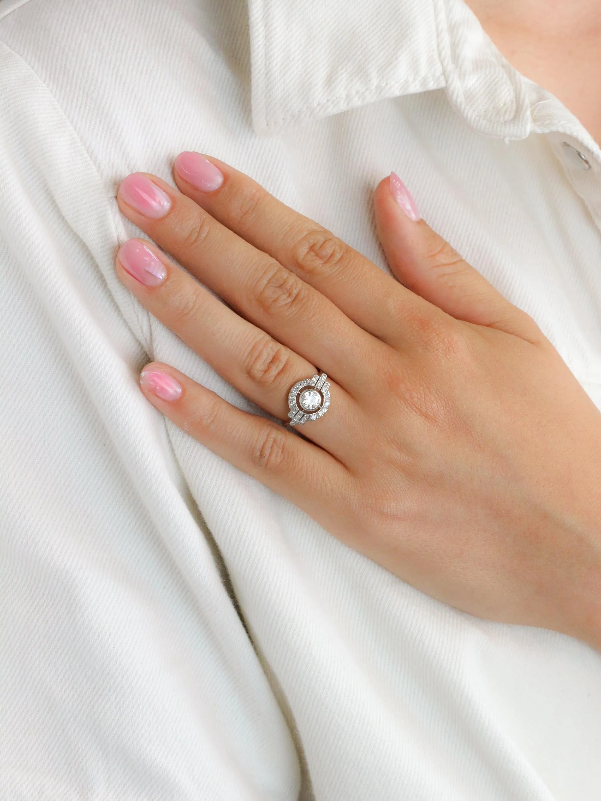 Art Deco diamond ring platinum - Image 9