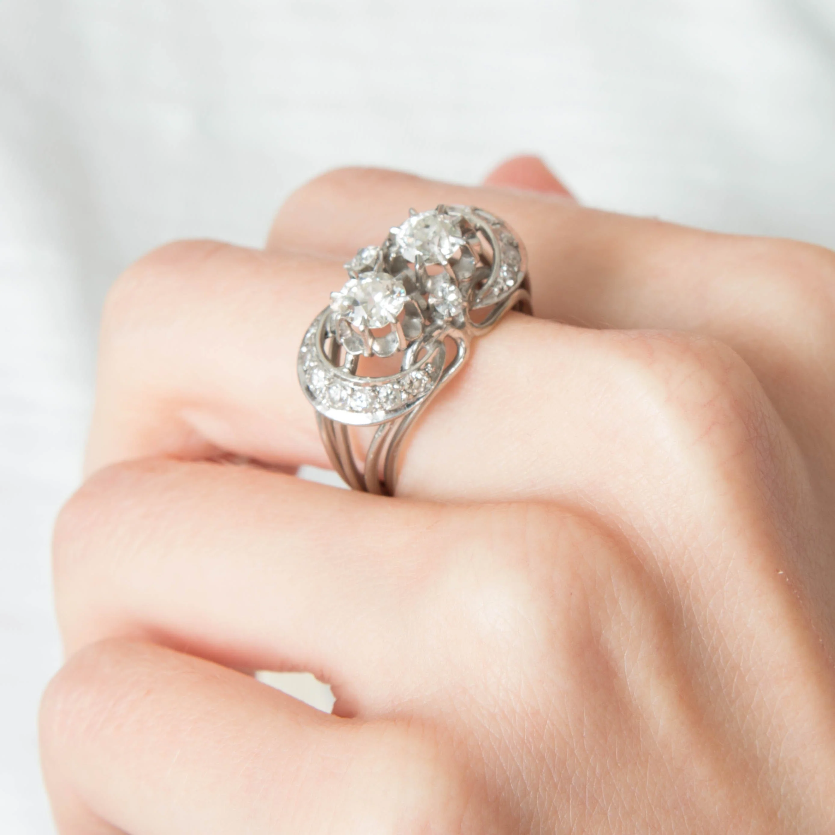 Ring Art Deco platinum Diamonds - Image 3