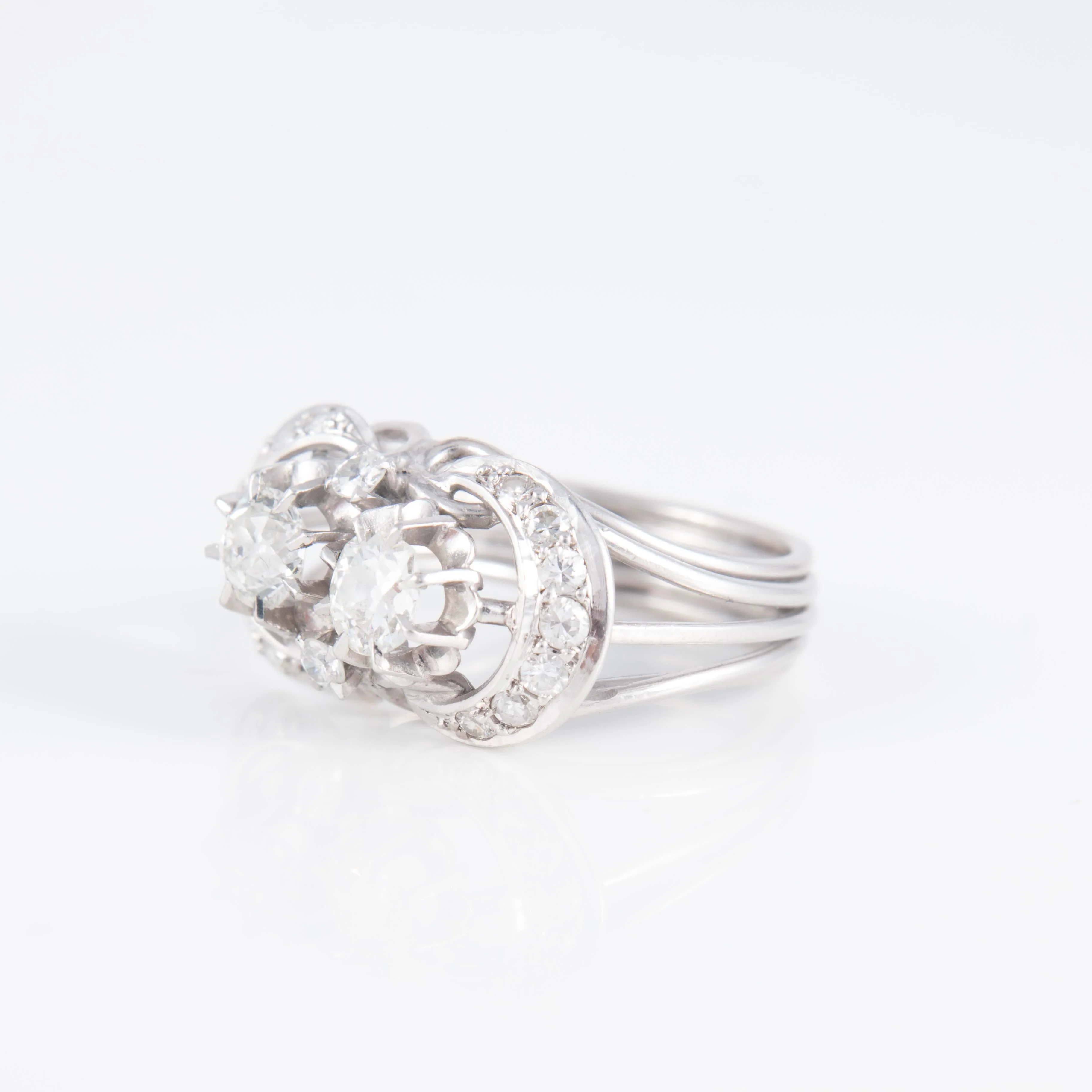 Ring Art Deco platinum Diamonds - Image 4