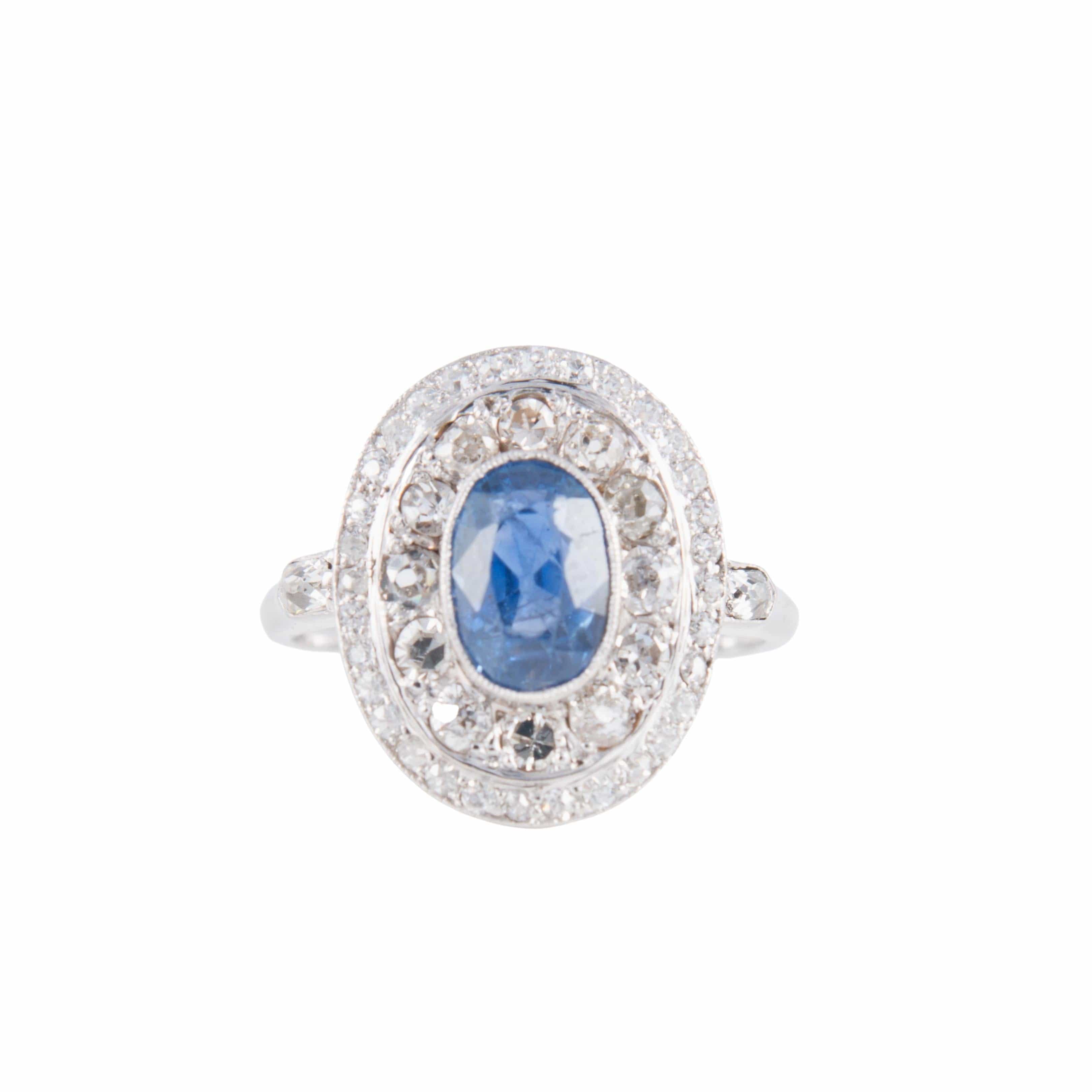 Ring Art Deco Sapphire Diamonds