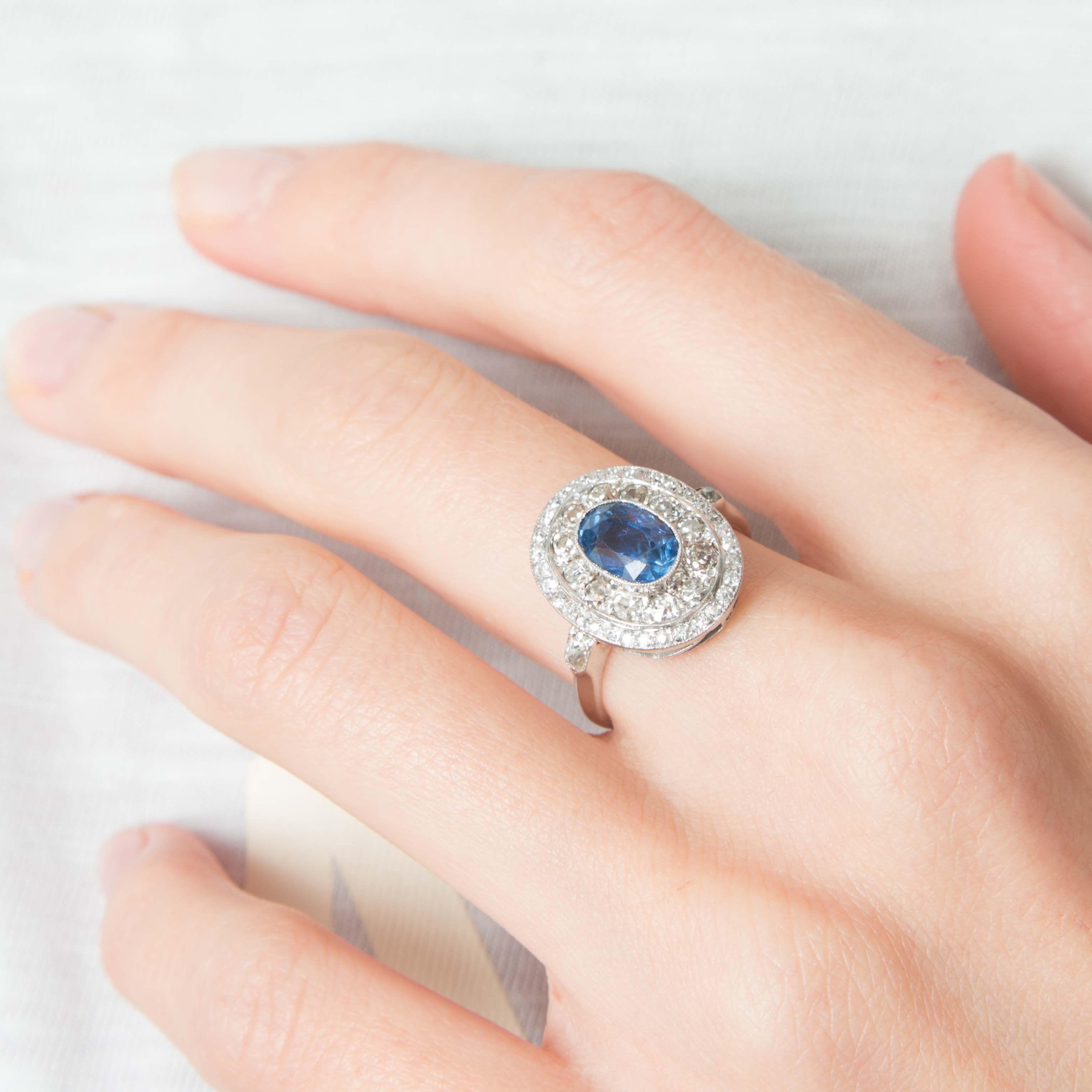 Ring Art Deco Sapphire Diamonds - Image 2