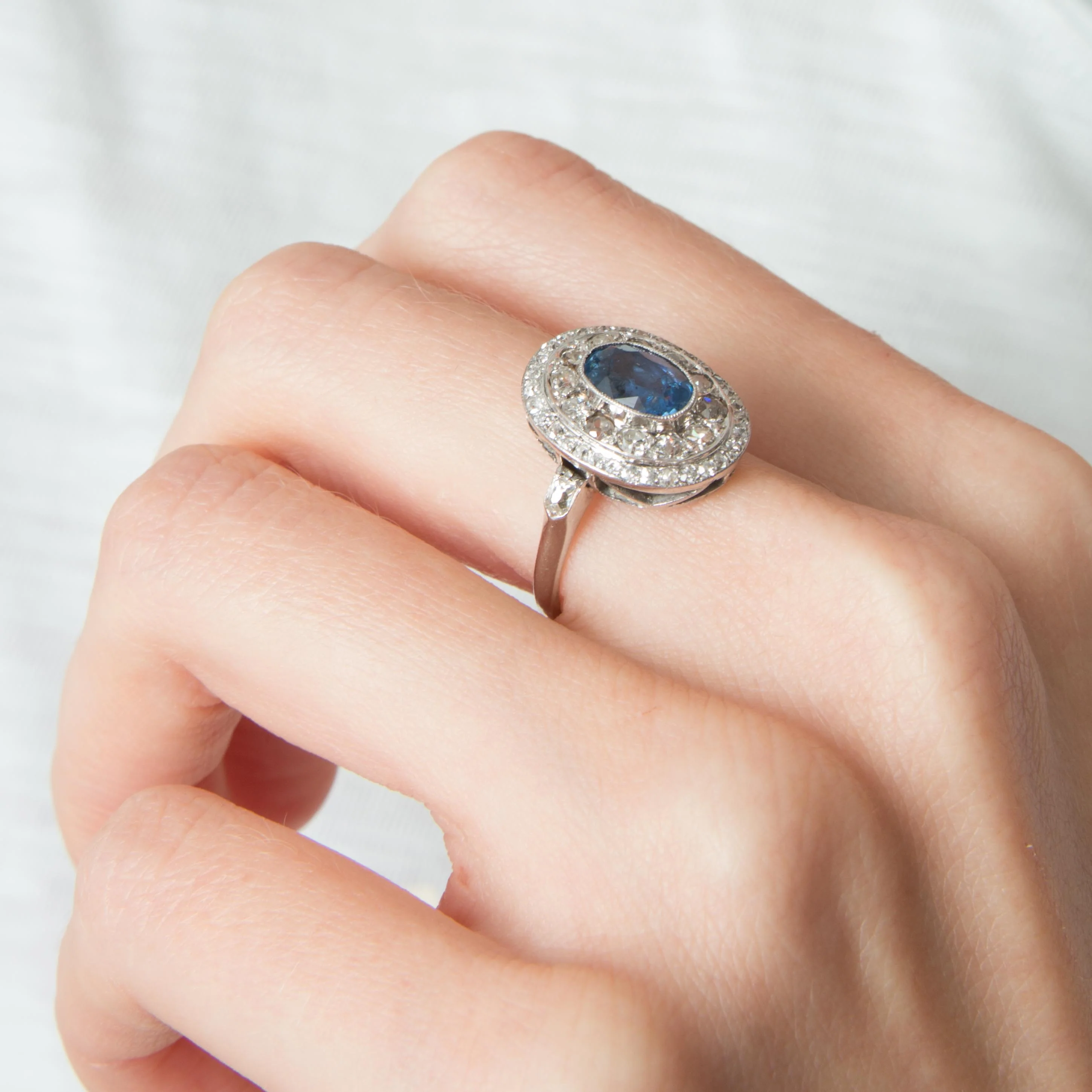 Ring Art Deco Sapphire Diamonds - Image 3