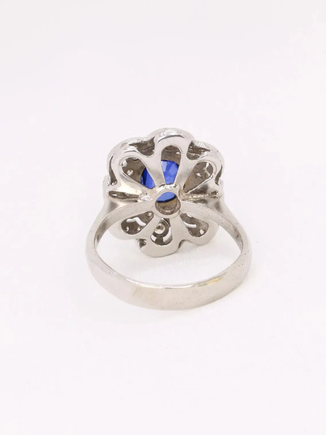 Ring Art Deco white gold sapphire diamonds - Image 5