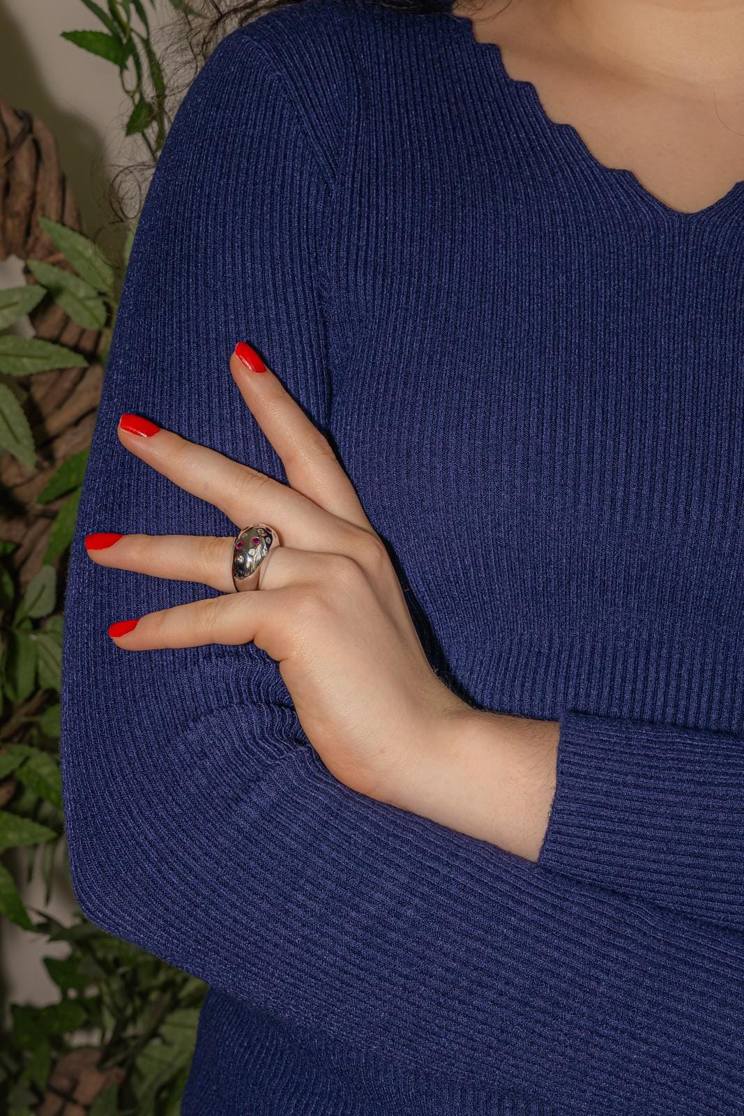 White gold ball ring, diamond, ruby  - Image 2