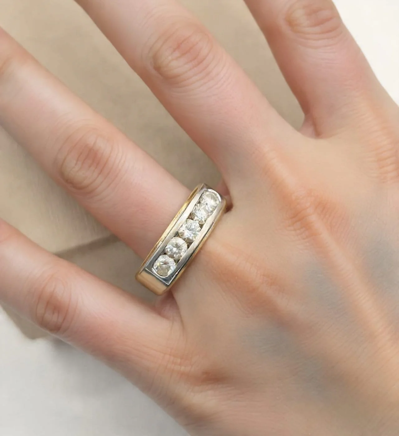 Five-diamond ring in 18 ct gold  - Image 2