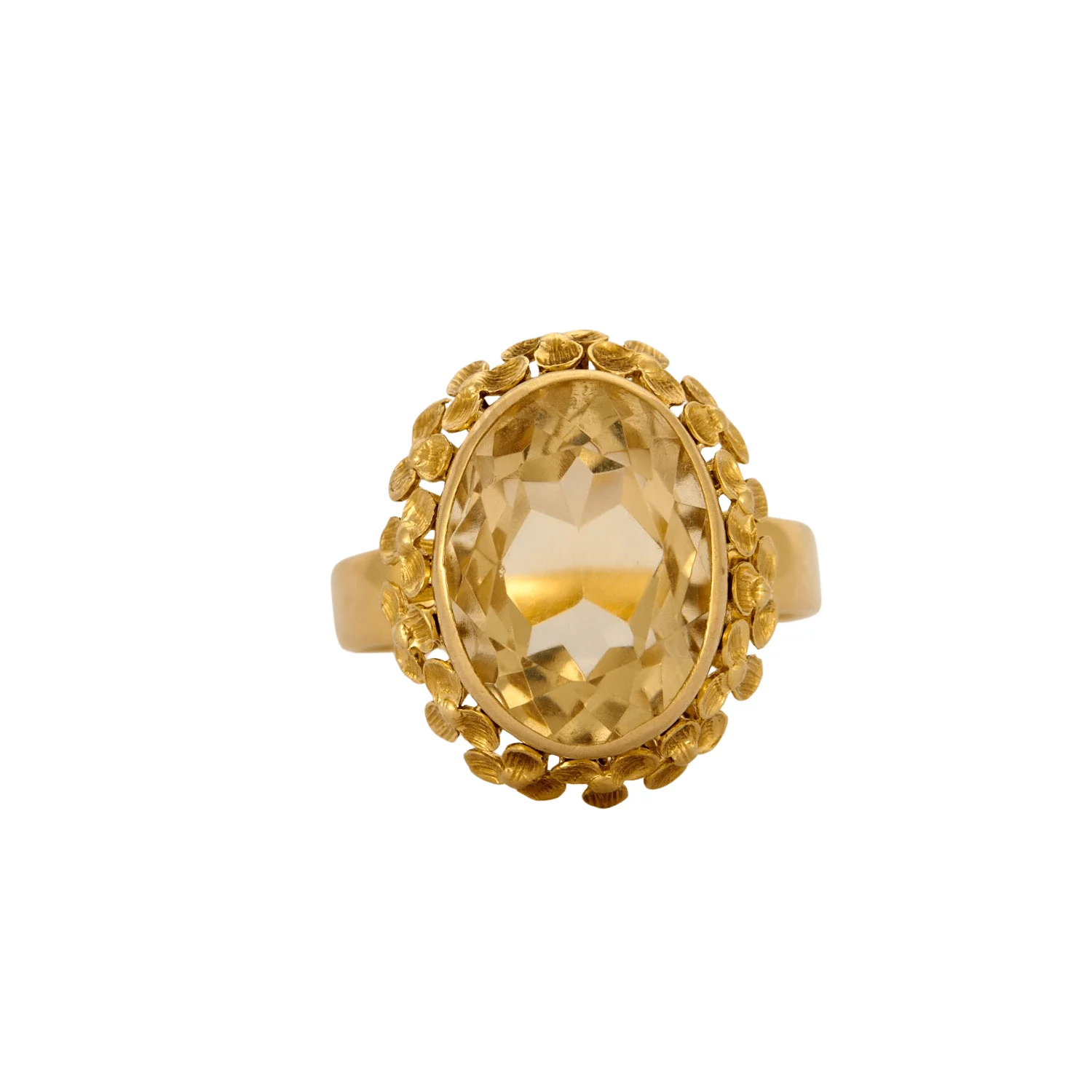 Faceted Citrine Ring Yellow Gold
