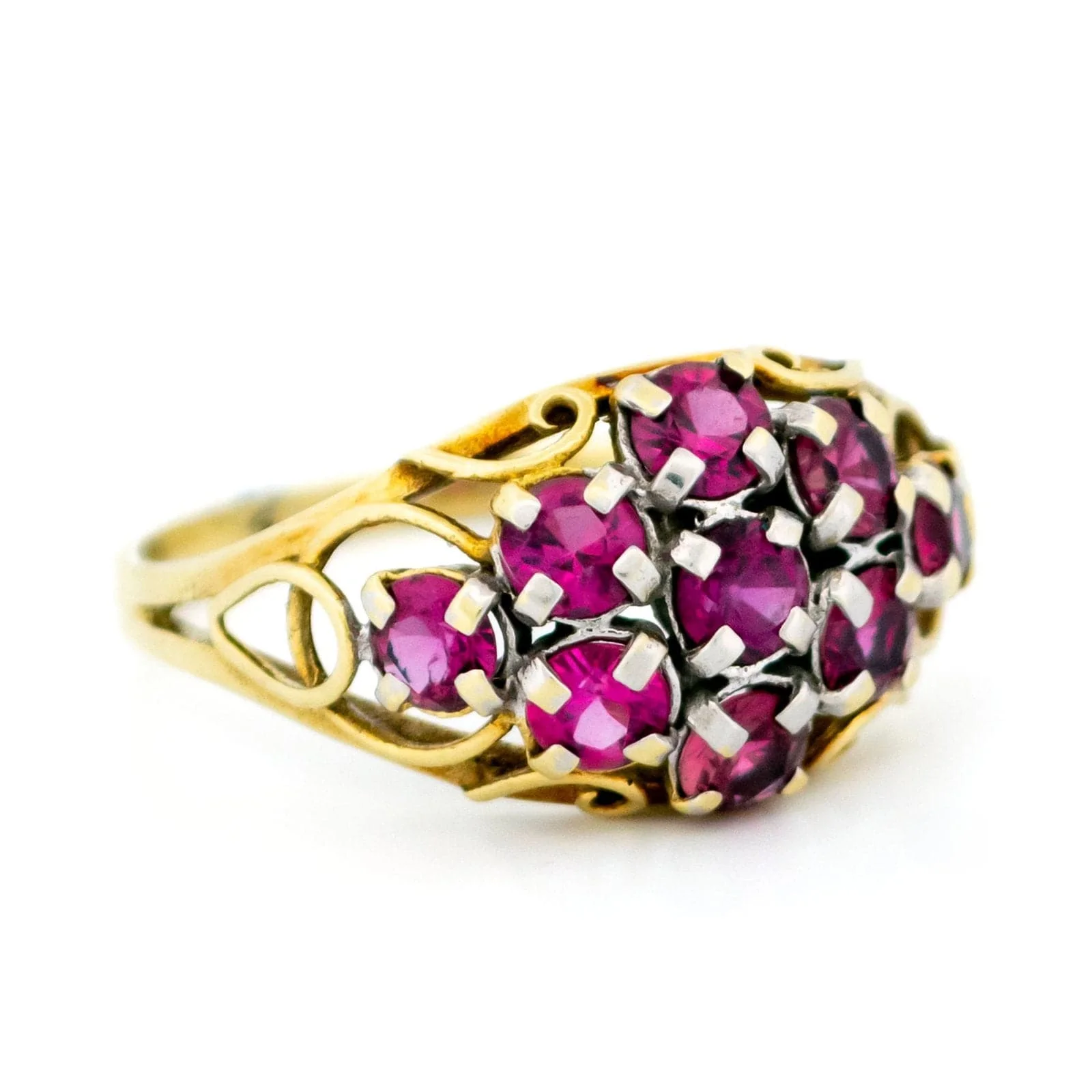 14k gold ruby cluster ring  - Image 3
