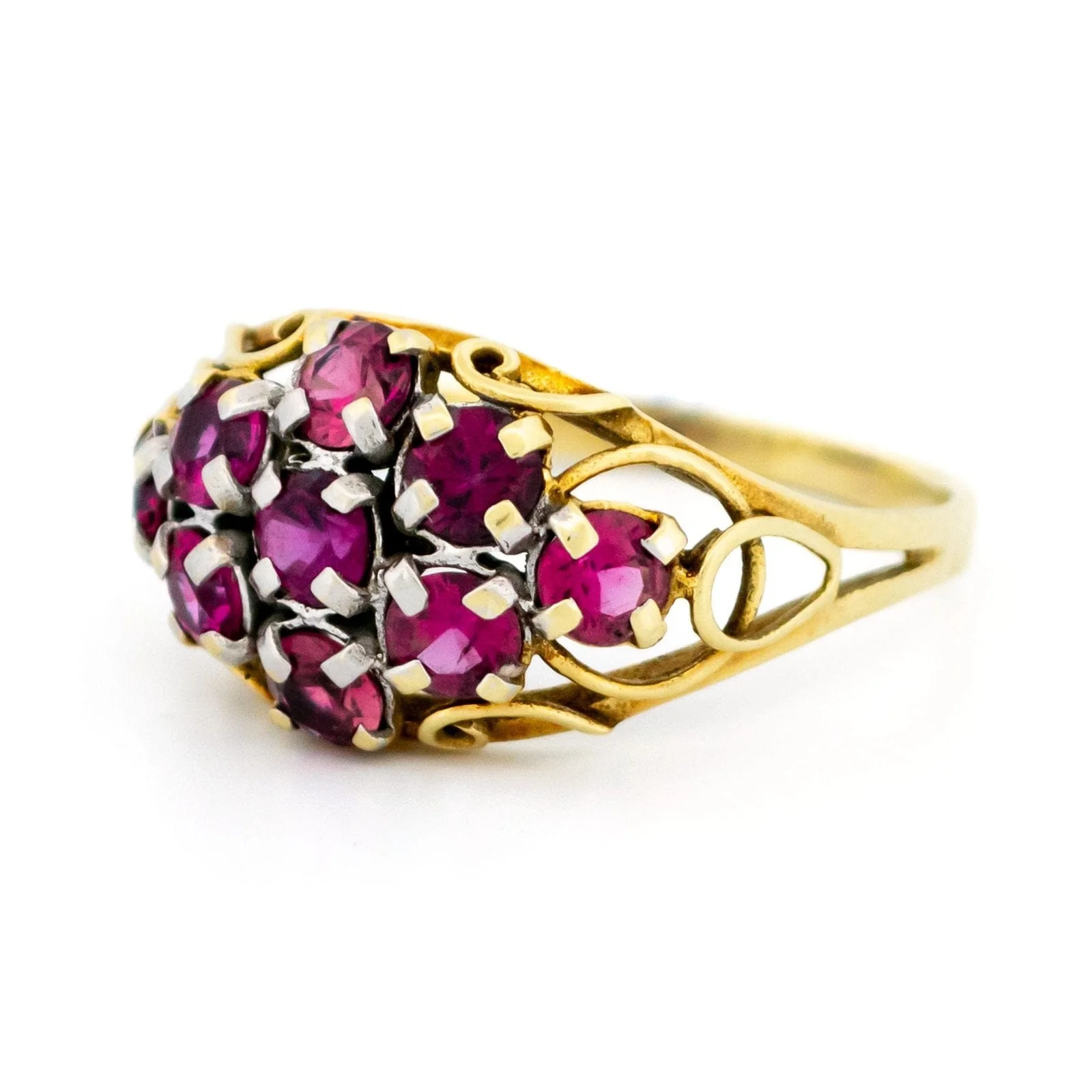14k gold ruby cluster ring  - Image 4