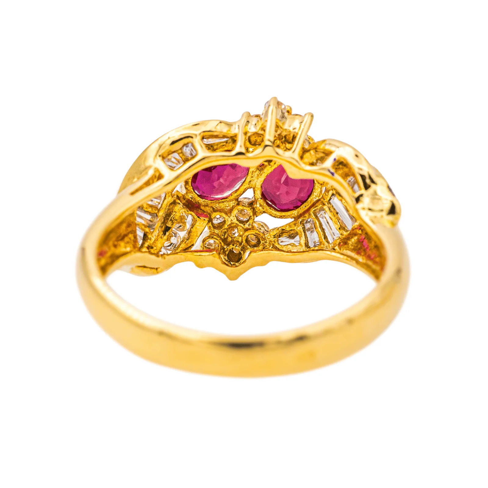 Cocktail Ring Yellow Gold Ruby, Diamond  - Image 5