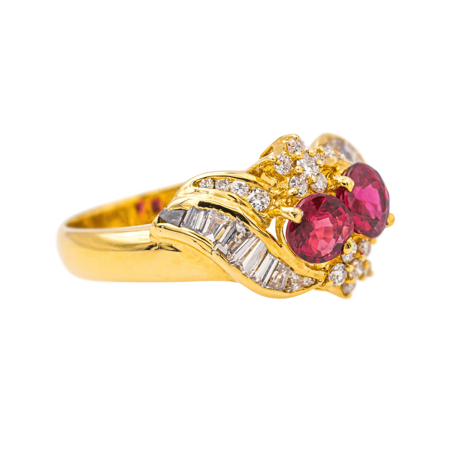 Cocktail Ring Yellow Gold Ruby, Diamond  - Image 6
