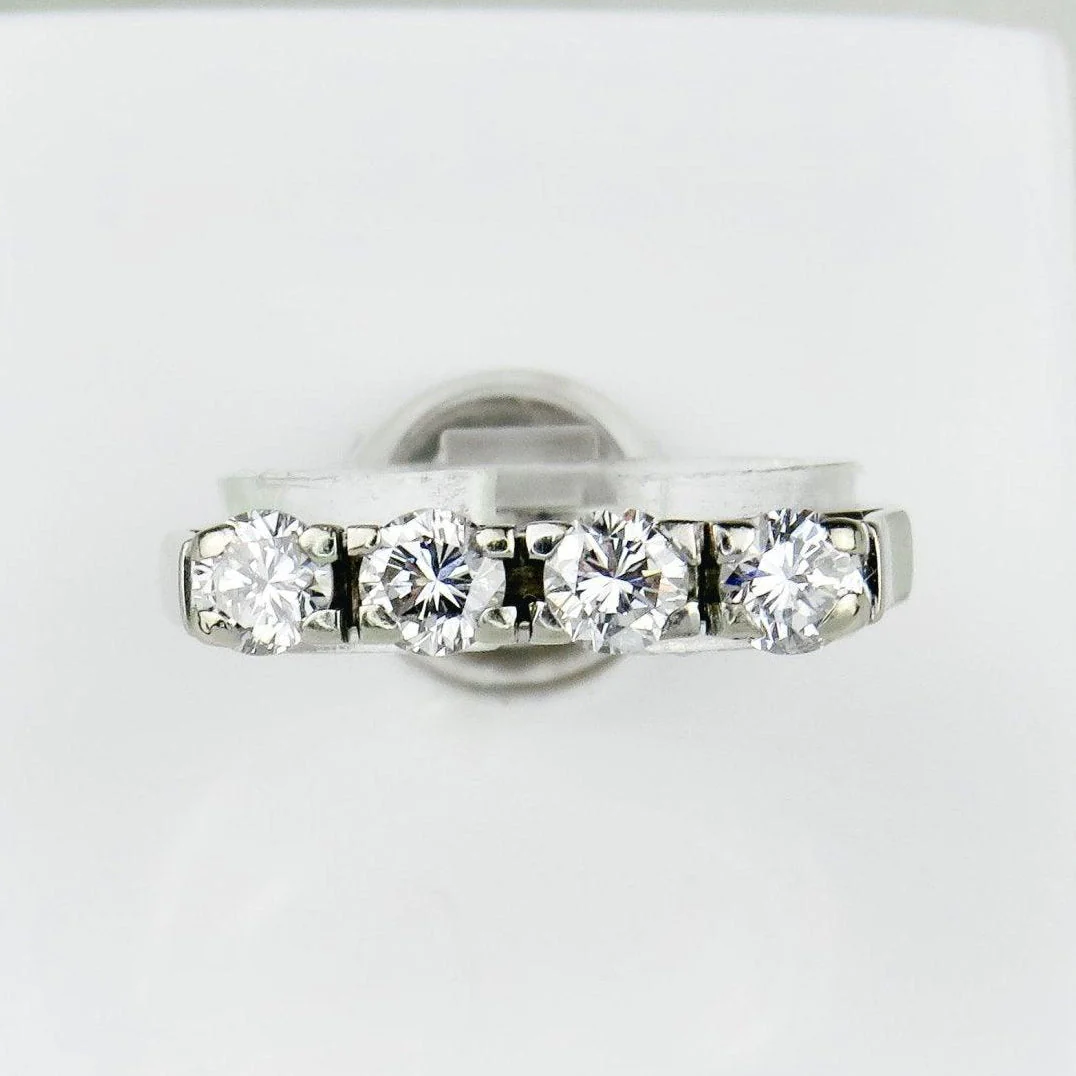 Half-eternity ring - 4 diamonds in white gold  - Image 5
