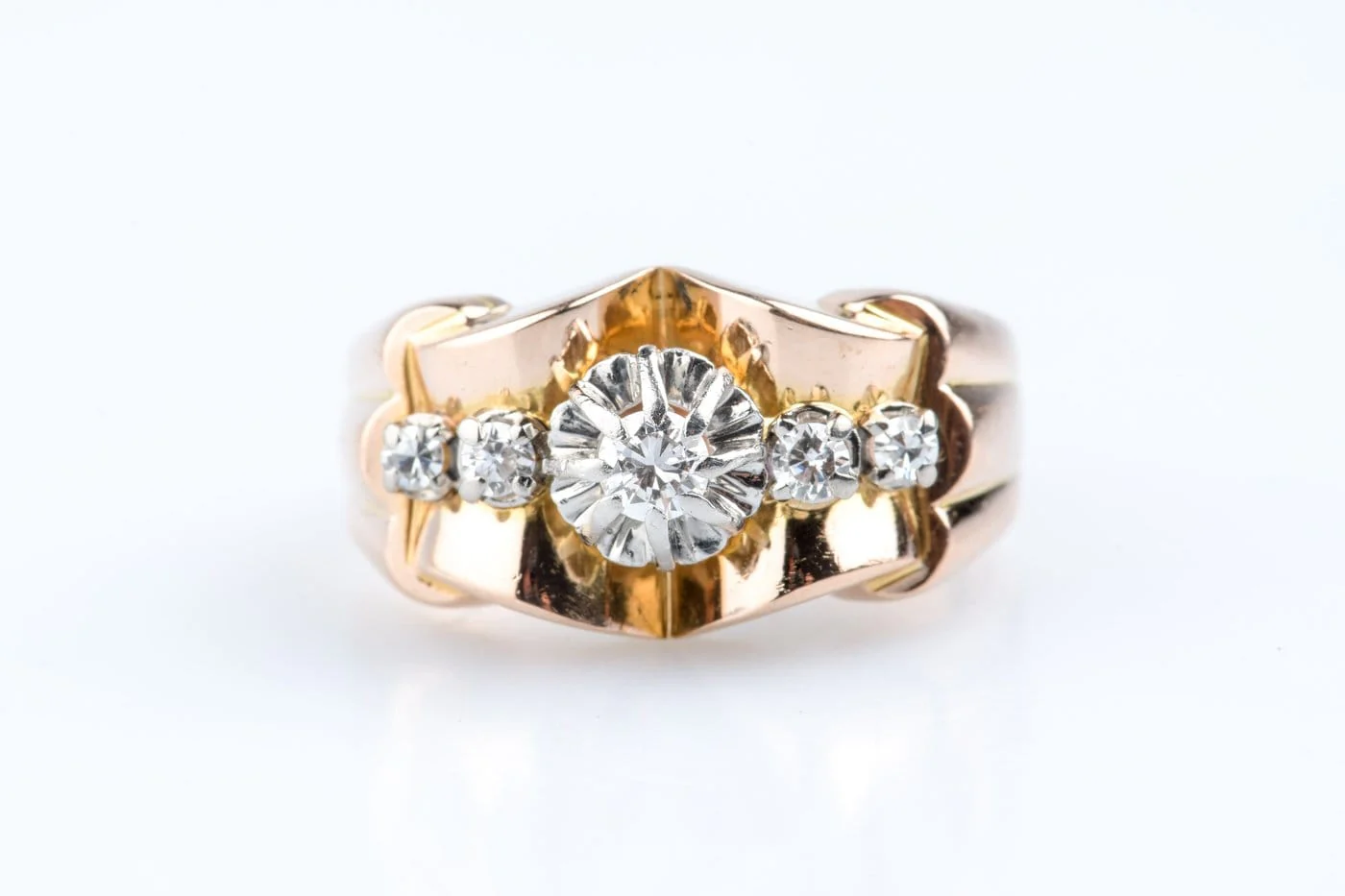 18K rose gold diamond ring 