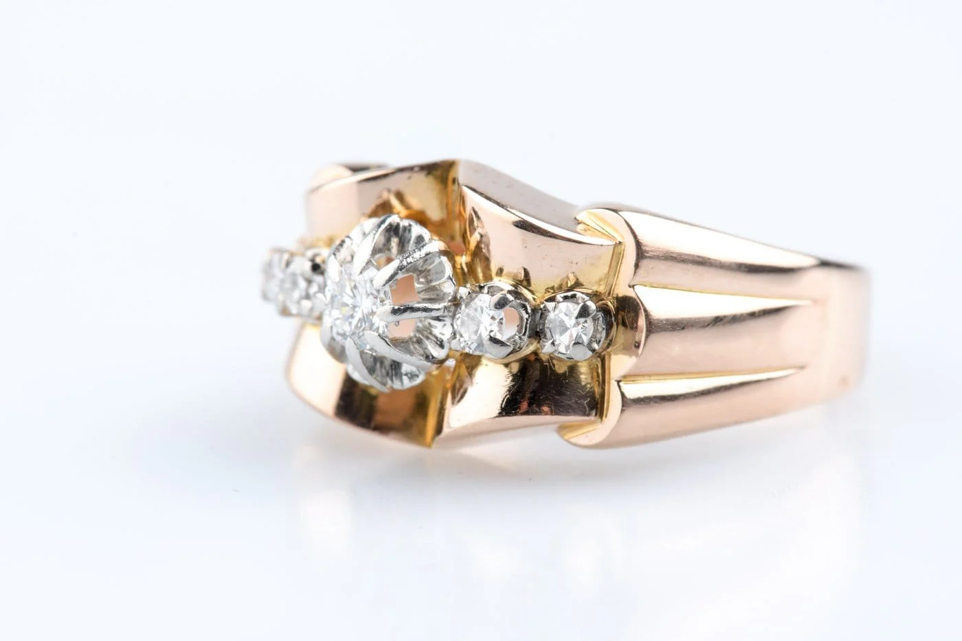 18K rose gold diamond ring  - Image 3