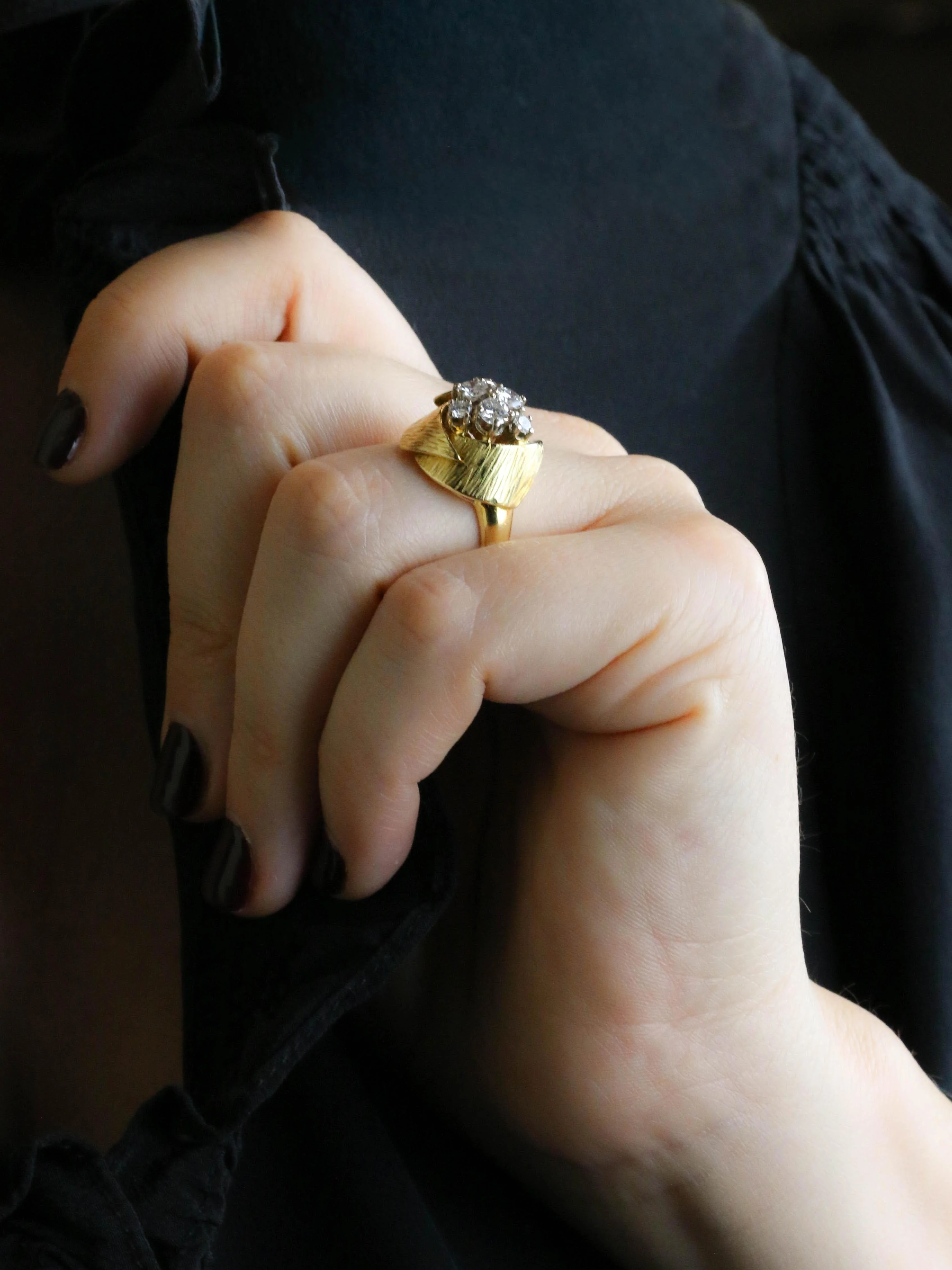Yellow gold dome ring with diamonds  - Image 2