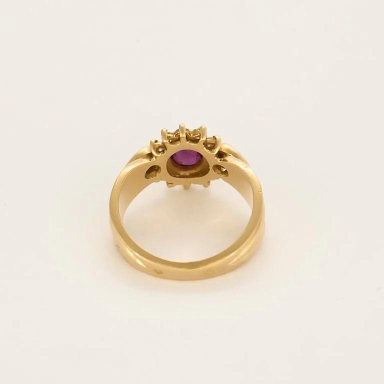 Yellow gold ring, diamonds, rubies - Image 6