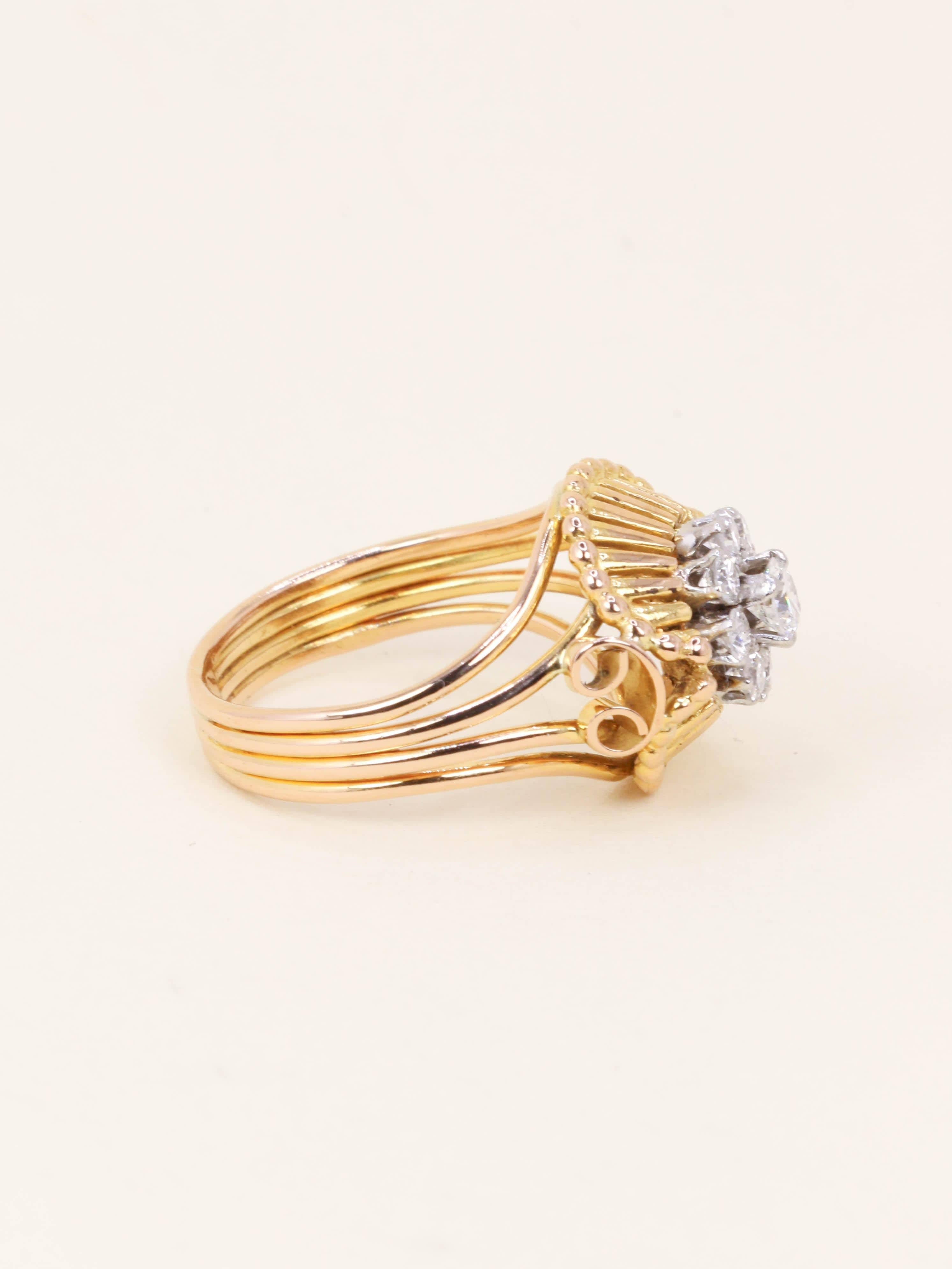 Yellow gold wire ring with diamonds  - Image 6