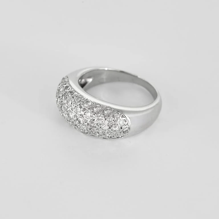White gold wedding band ring, diamonds  - Image 3
