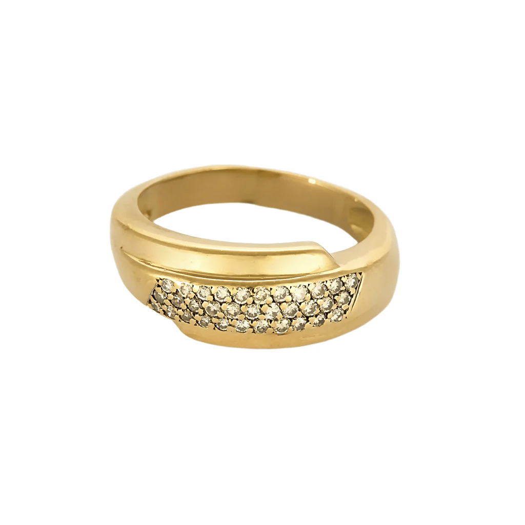 Yellow gold and diamond bangle ring 