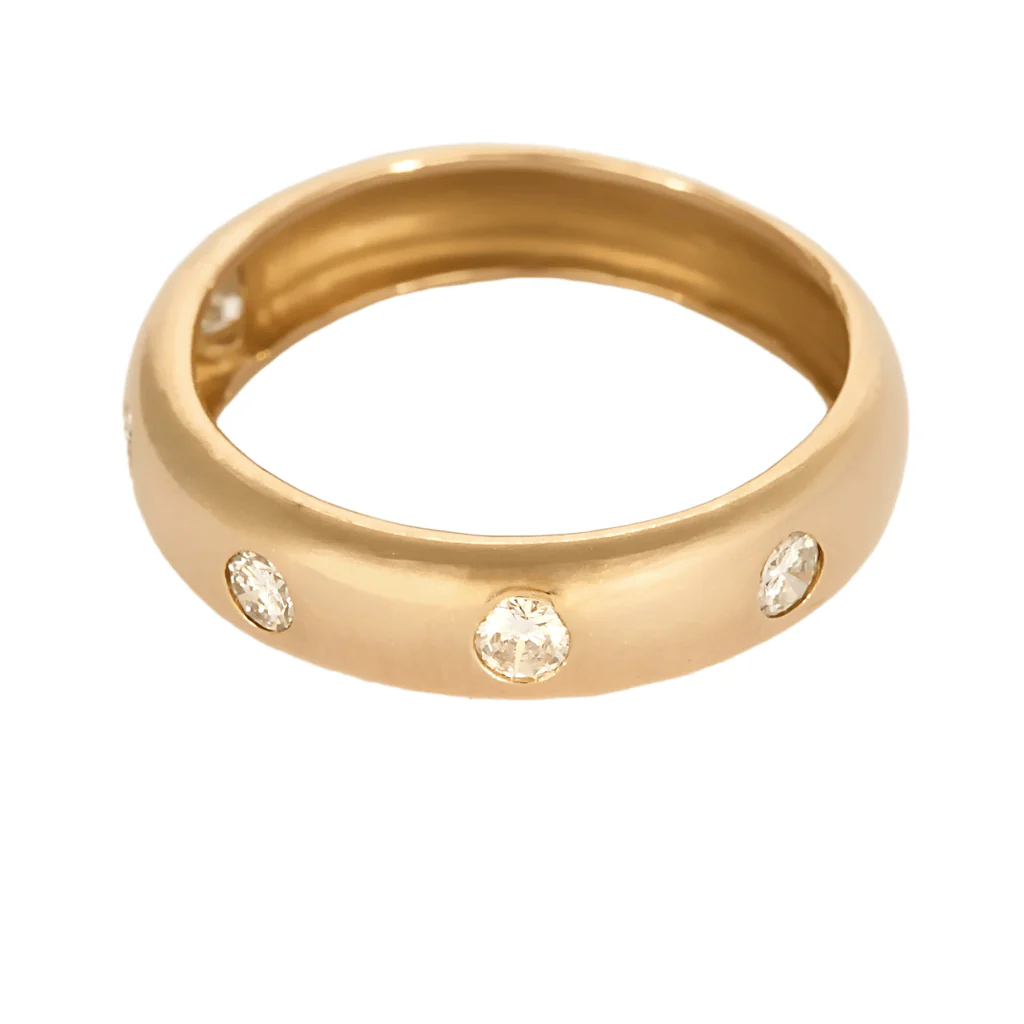 Rose gold band ring with diamonds 