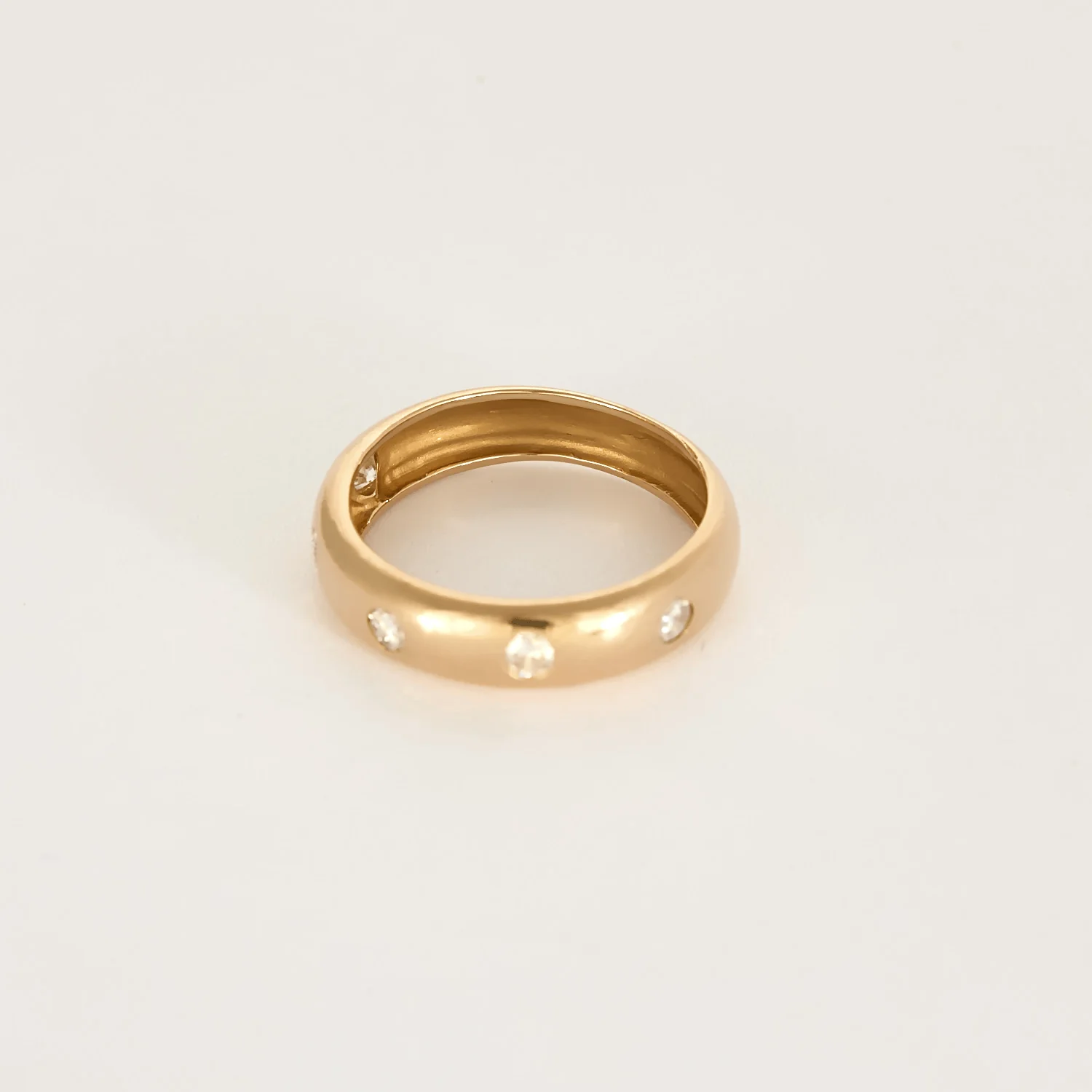 Rose gold band ring with diamonds  - Image 3