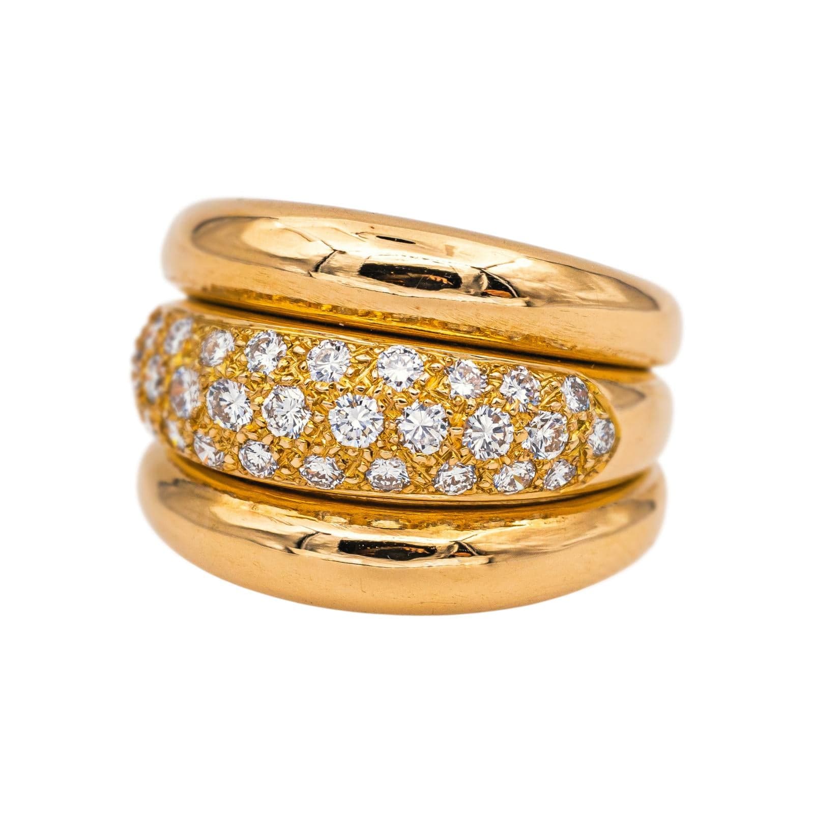 Yellow gold band ring Diamond  - Image 2