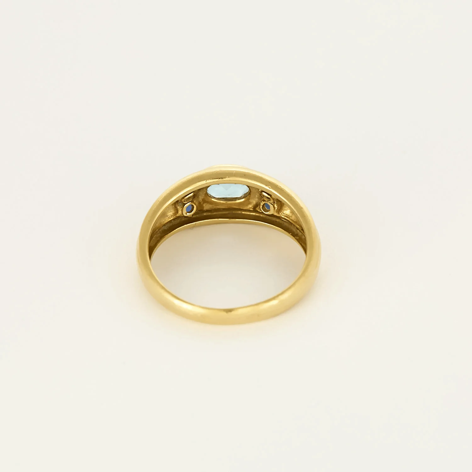 Yellow gold band ring, topaz and sapphires - Image 6