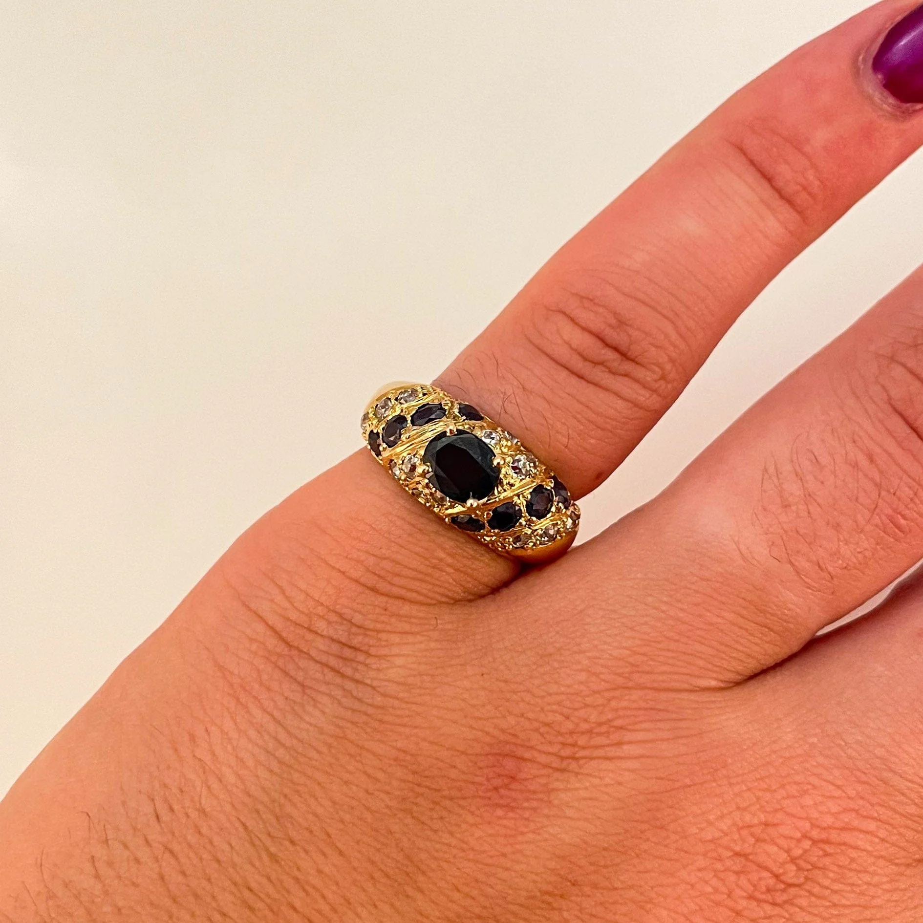Sapphire Diamond Bangle Ring - Image 2