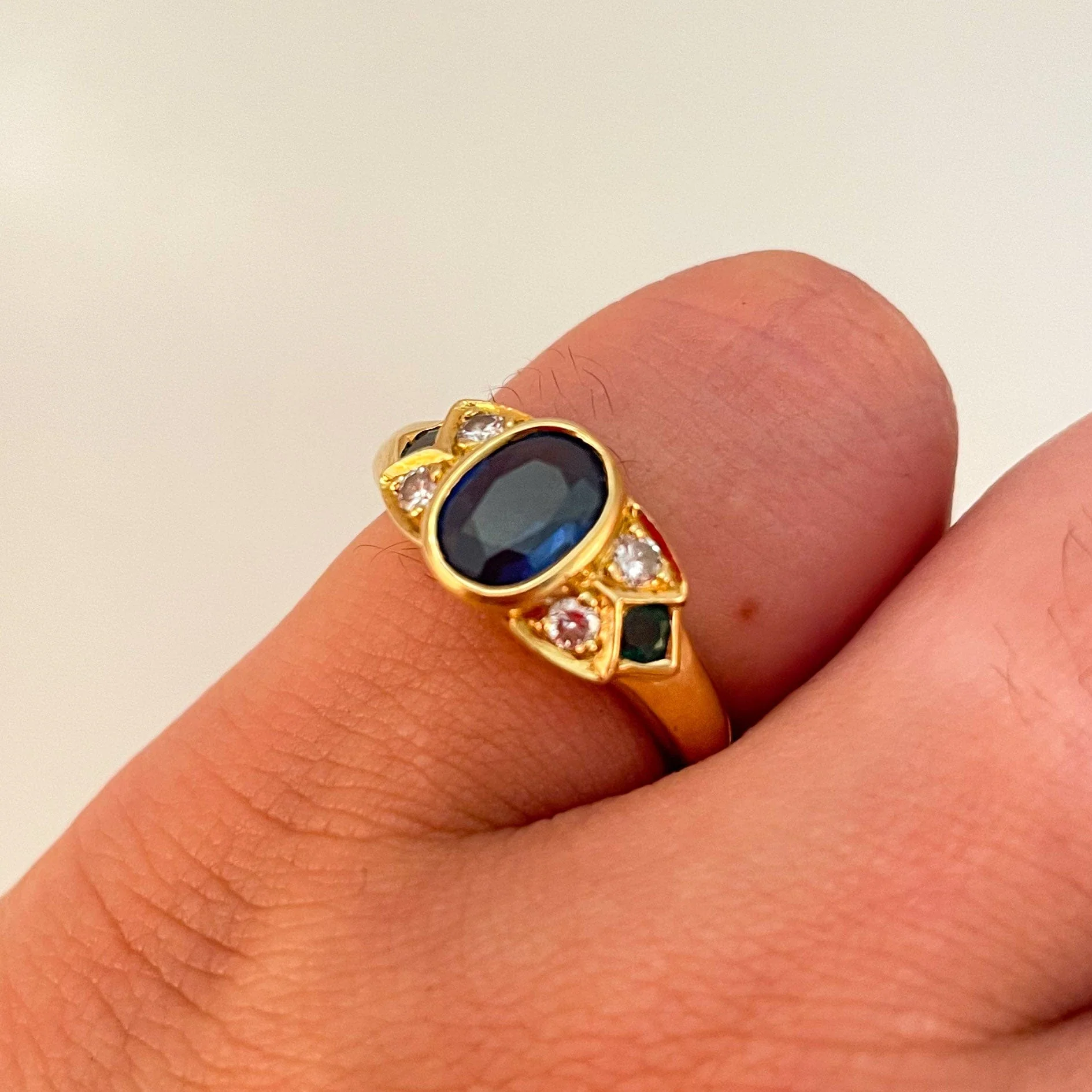 Sapphire Emeralds Diamond Bangle Ring - Image 3