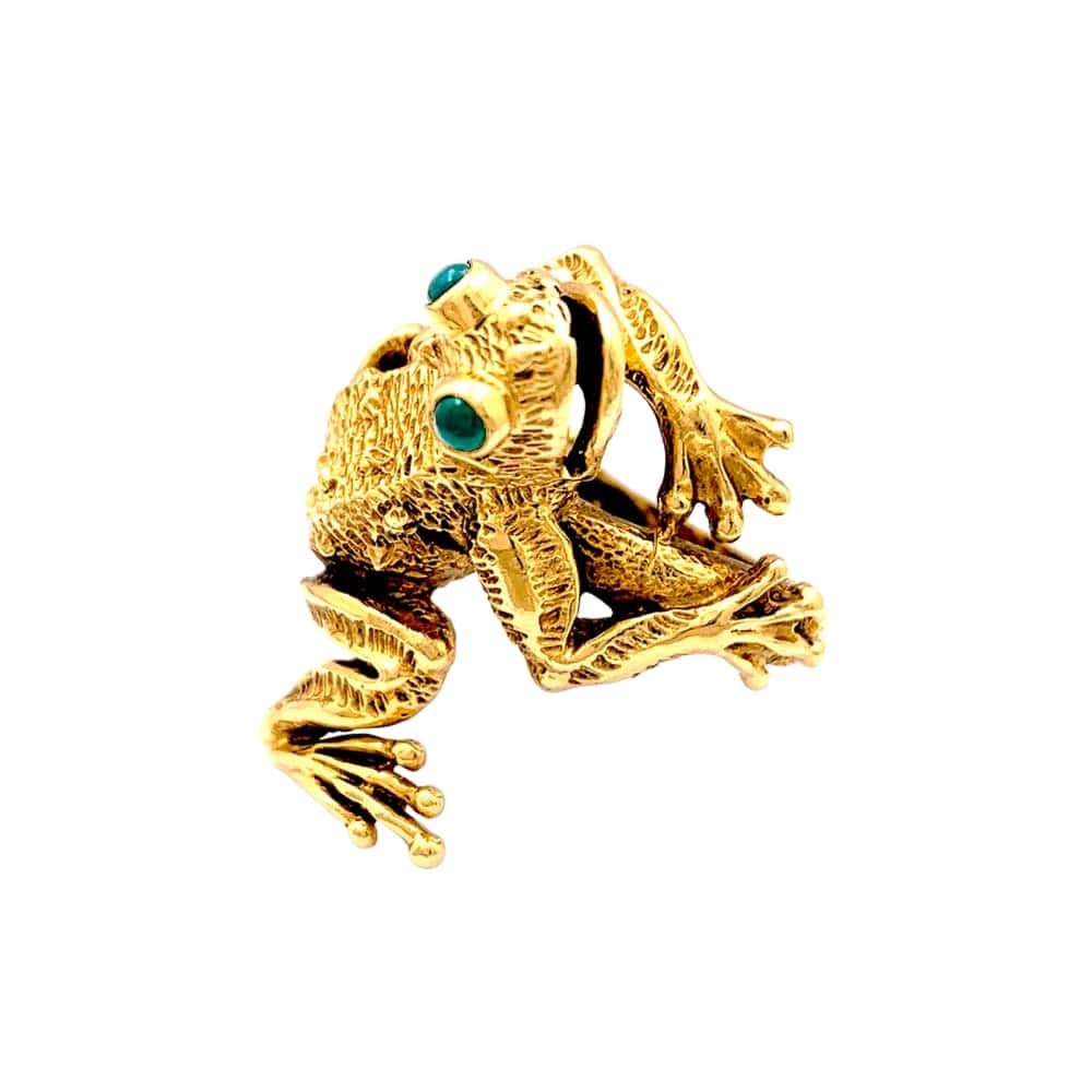 Kurt Wayne ring, "Frog," yellow gold, emeralds.  - Image 2