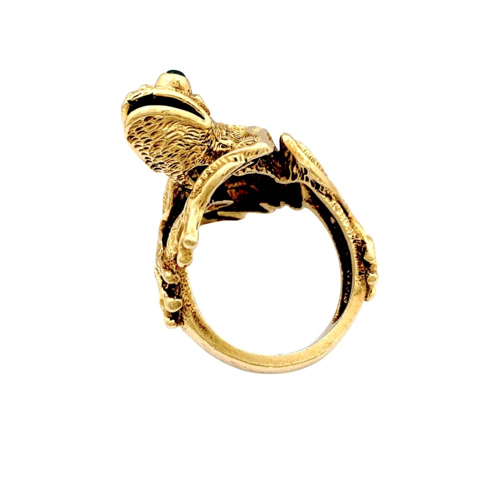 Kurt Wayne ring, "Frog," yellow gold, emeralds.  - Image 3
