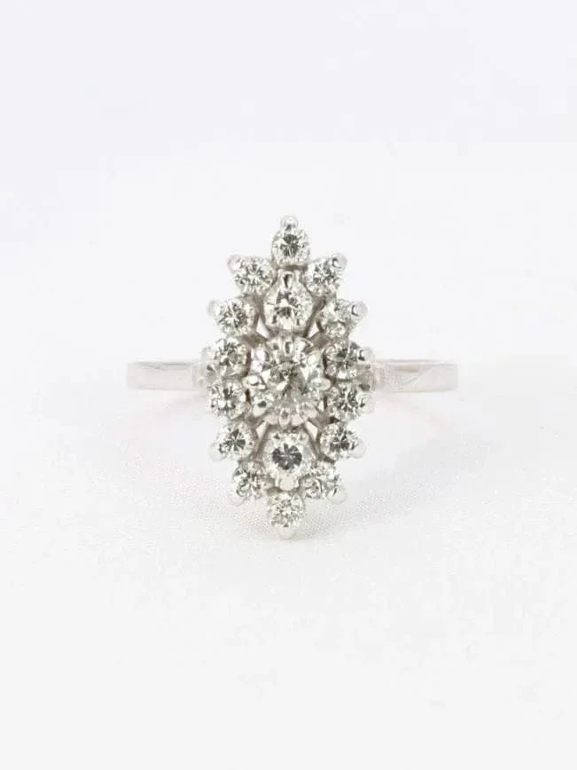 White gold marquise ring with diamonds