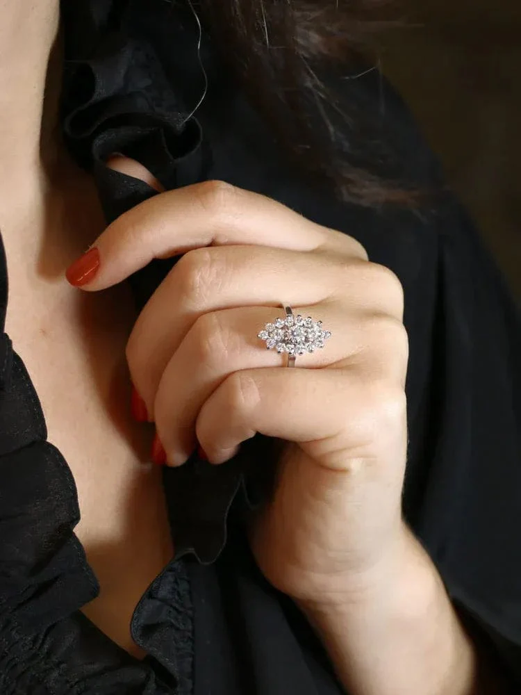 White gold marquise ring with diamonds - Image 2