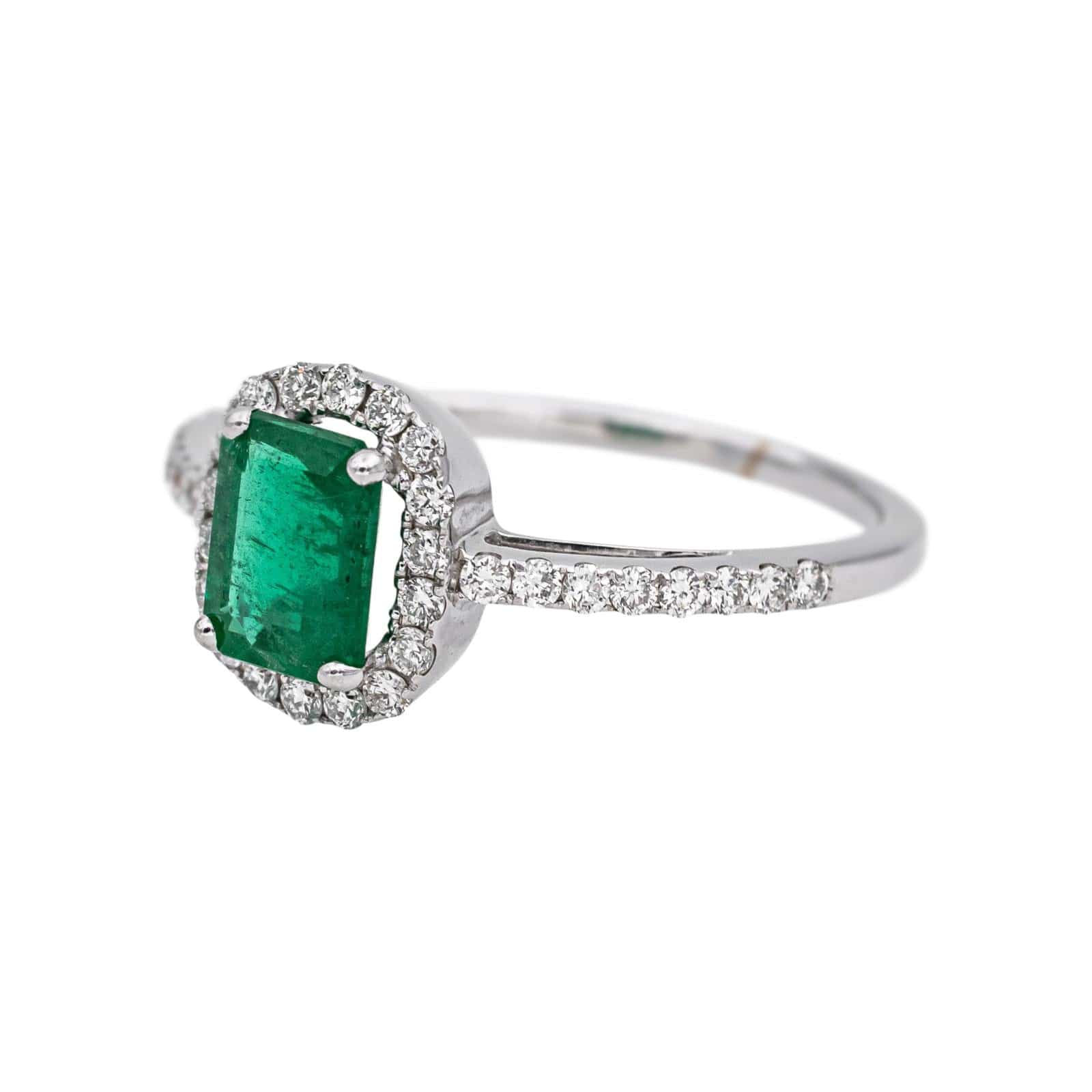 White gold ring Emerald, Diamond  - Image 3