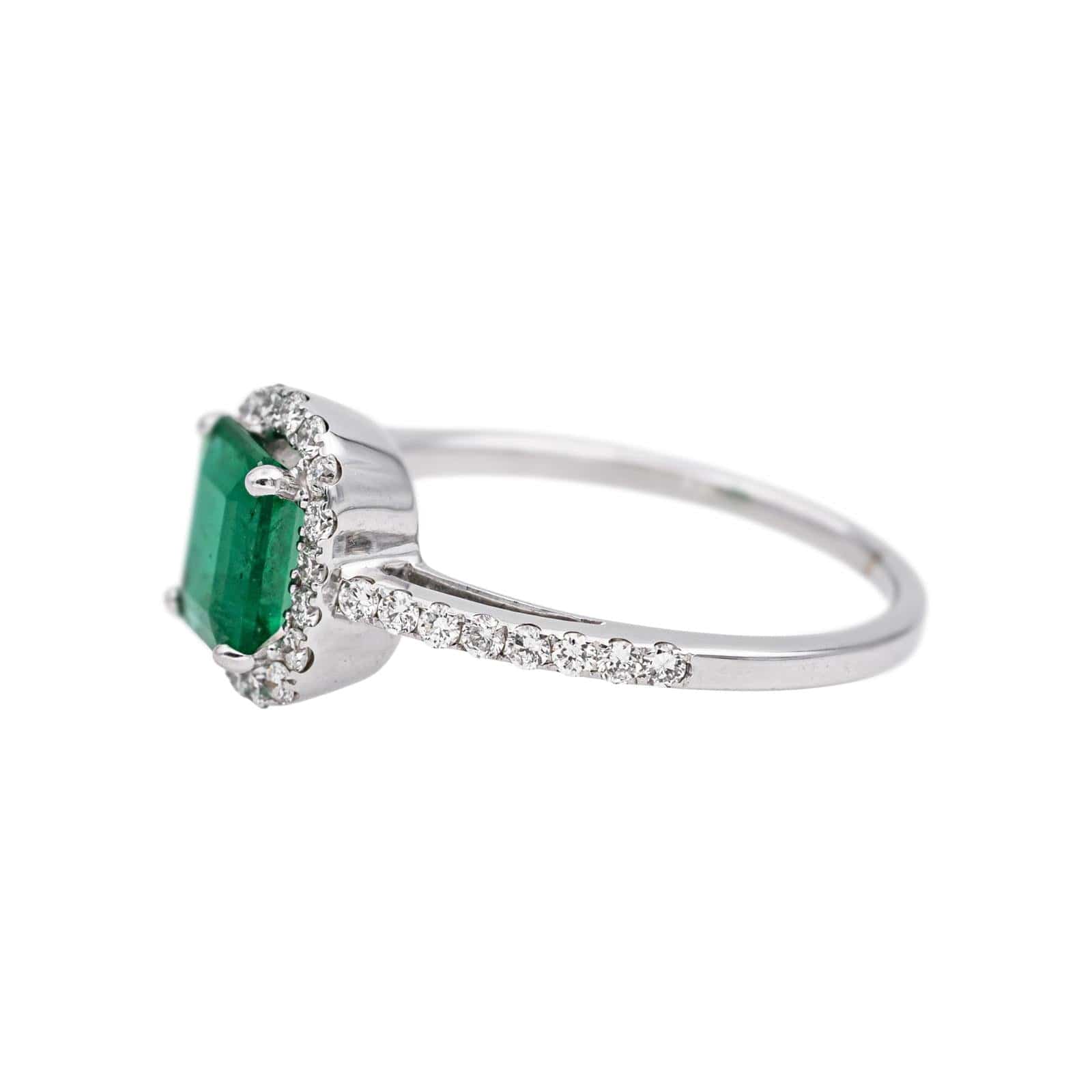 White gold ring Emerald, Diamond  - Image 4