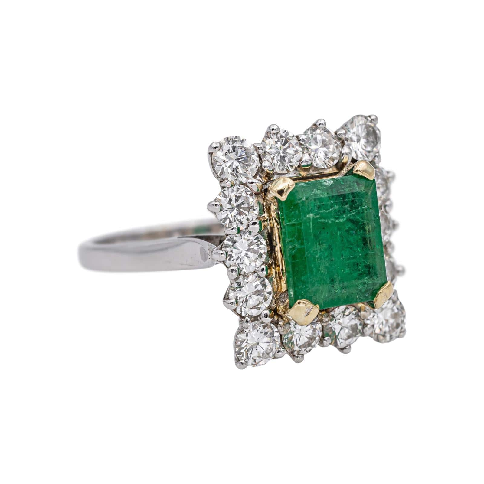 White gold ring Emerald, Diamond  - Image 6