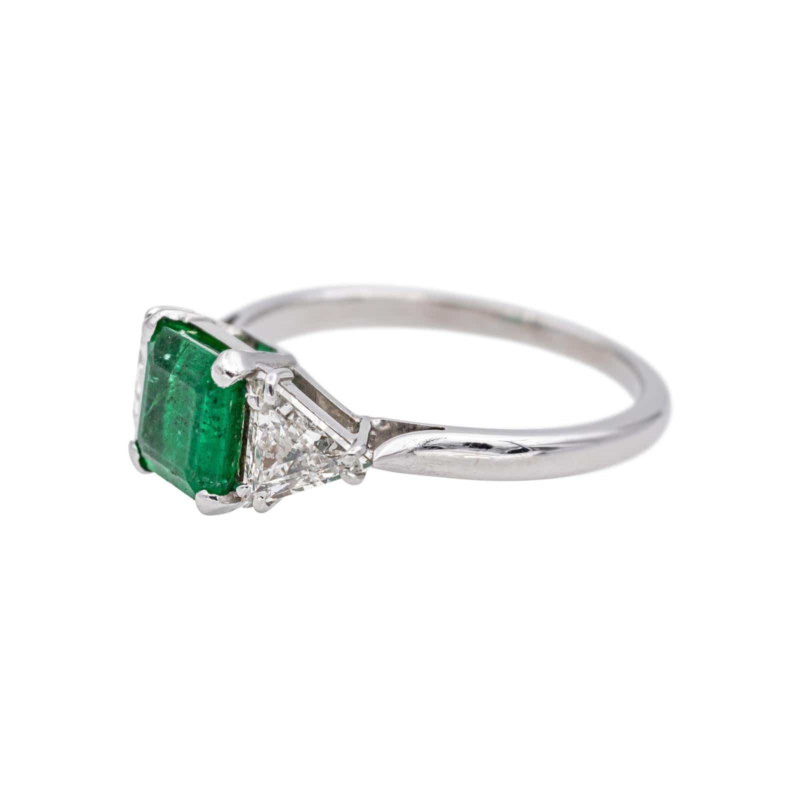 White gold ring Emerald, Diamond  - Image 4