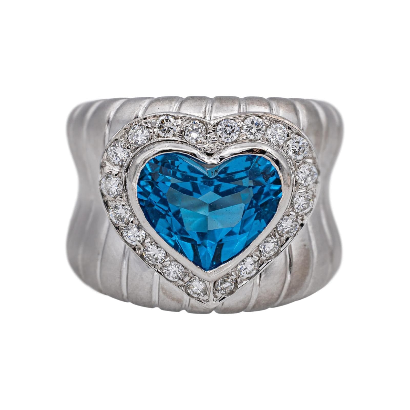 White gold ring Topaz, Diamond 
