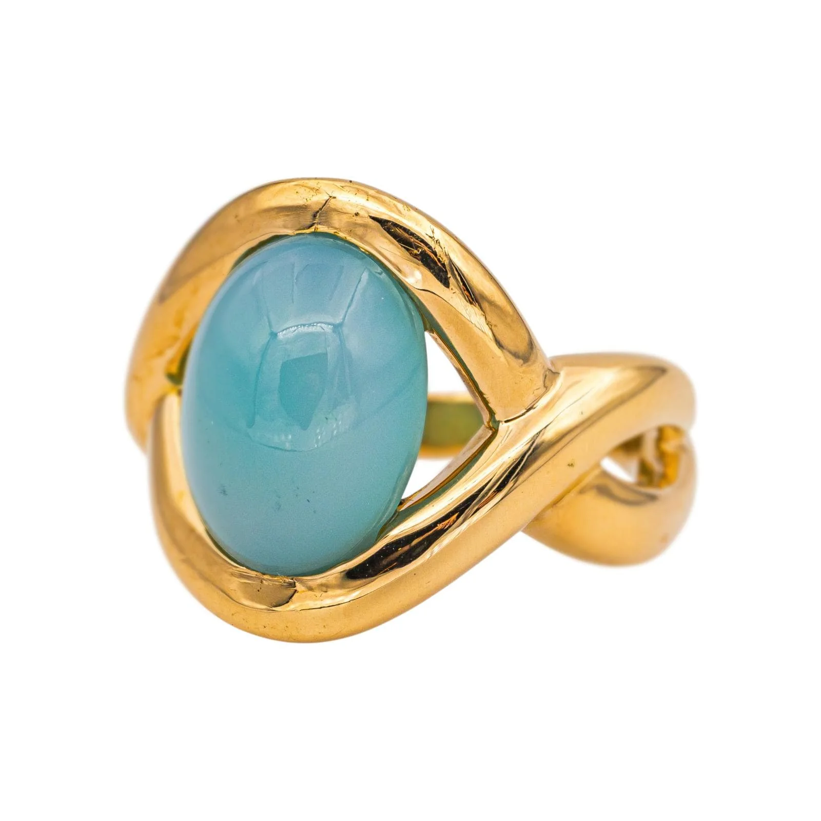 Yellow Gold Chrysoprase Ring  - Image 3