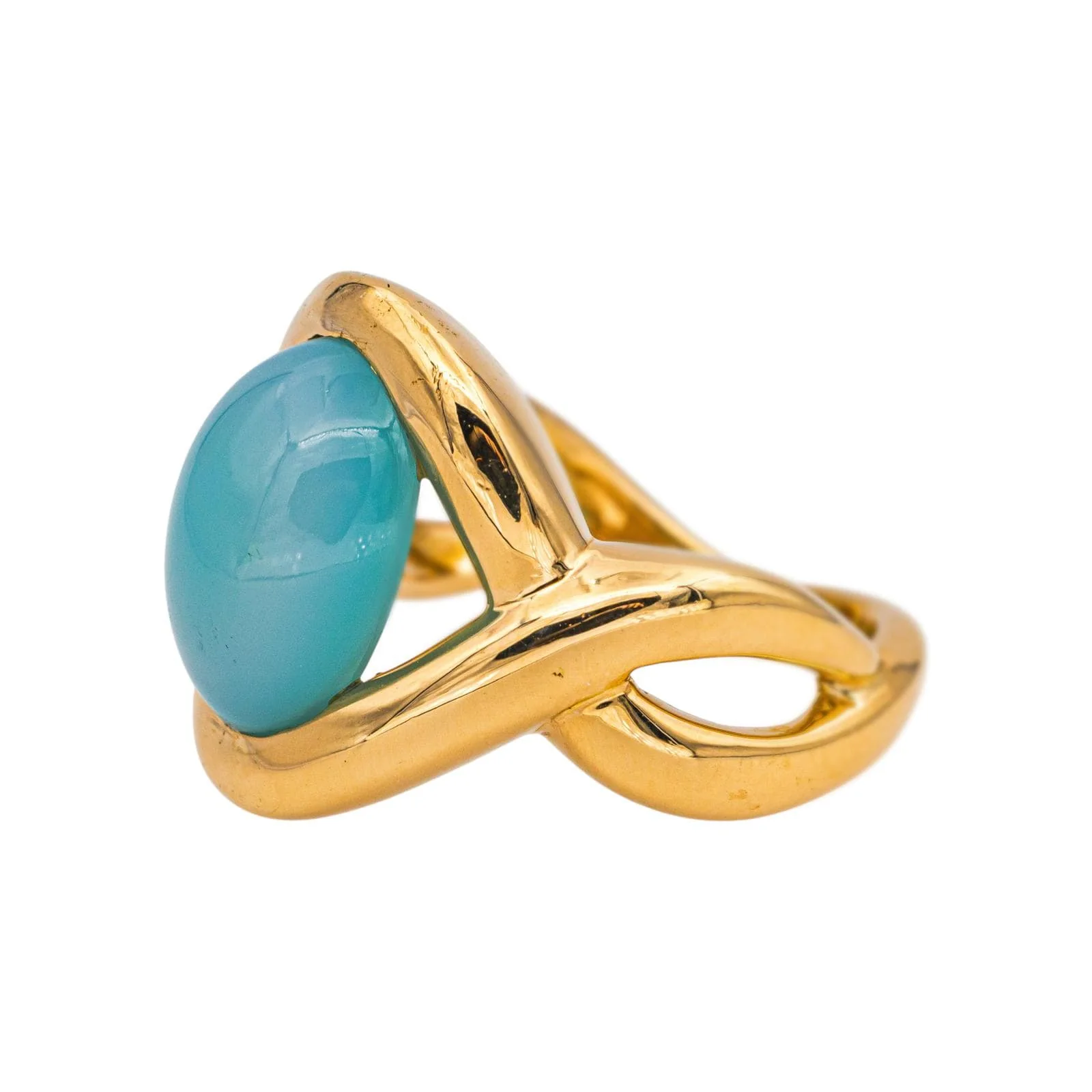 Yellow Gold Chrysoprase Ring  - Image 4